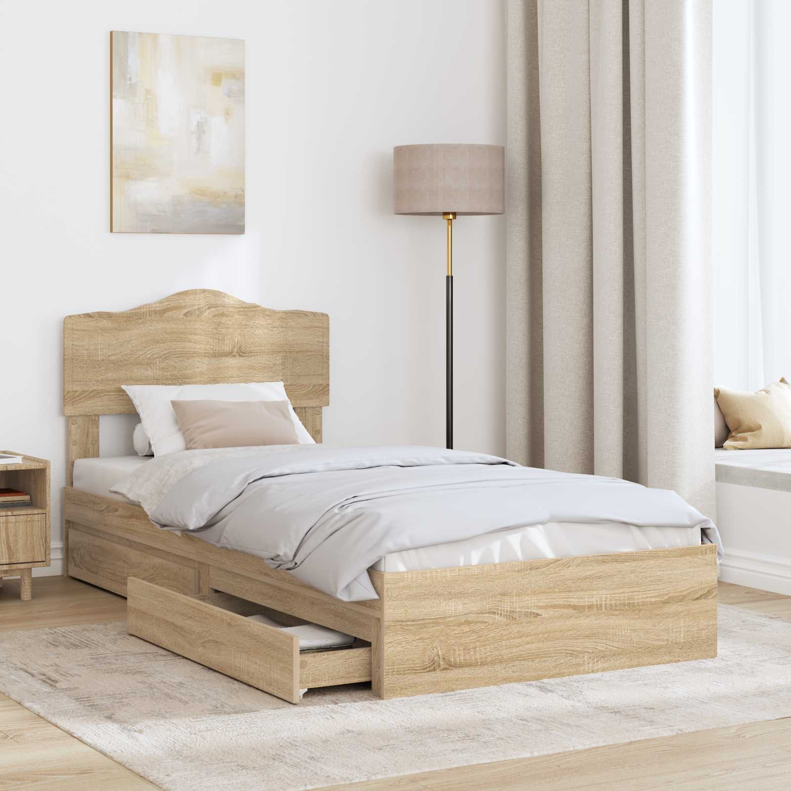 Krevet s od storage Sonoma hrast 100 x 200 cm Konstruirano drvo