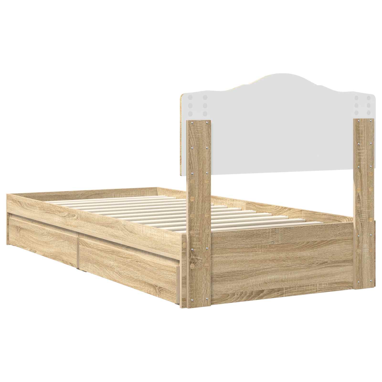 Krevet s od storage Sonoma hrast 100 x 200 cm Konstruirano drvo