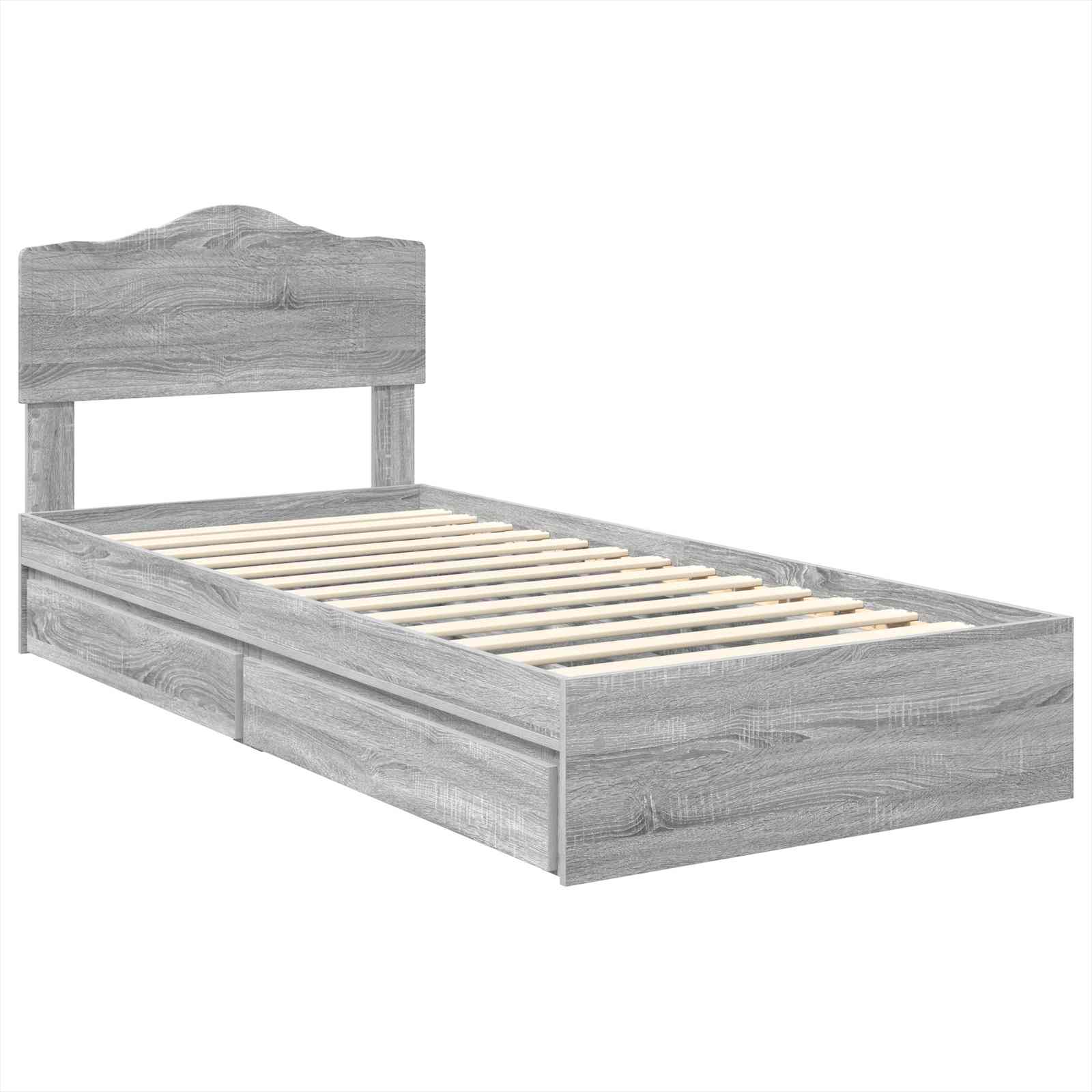 Krevet s od storage Siva Sonoma 100 x 200 cm Konstruirano drvo
