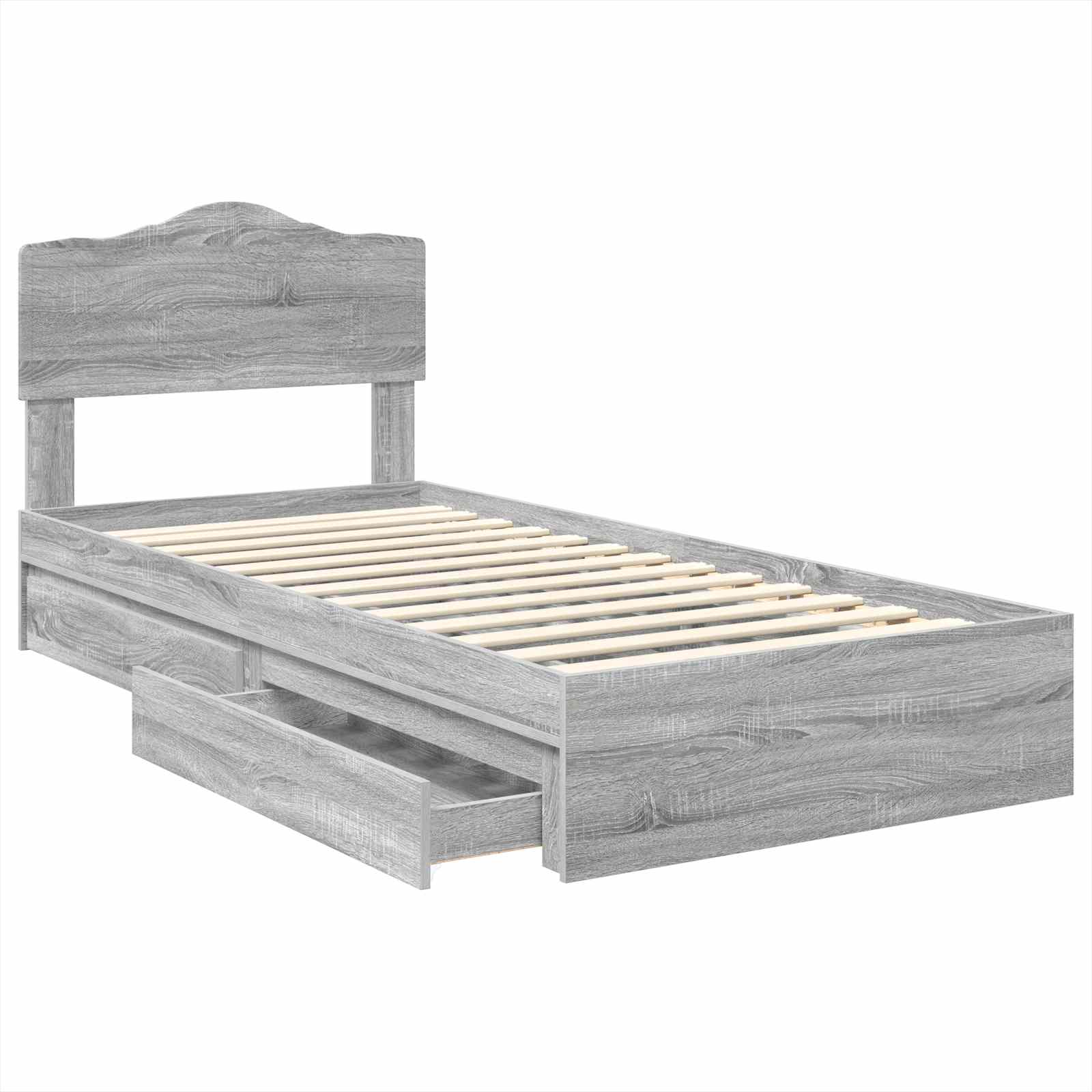 Krevet s od storage Siva Sonoma 100 x 200 cm Konstruirano drvo