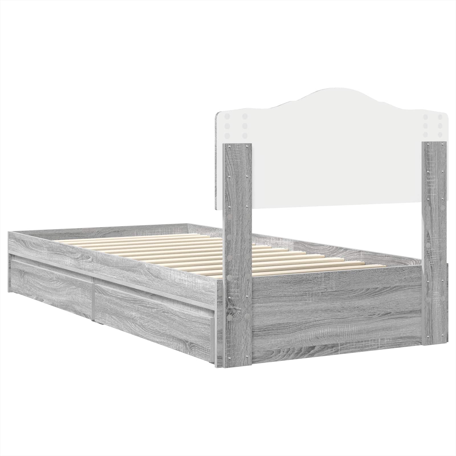 Krevet s od storage Siva Sonoma 100 x 200 cm Konstruirano drvo