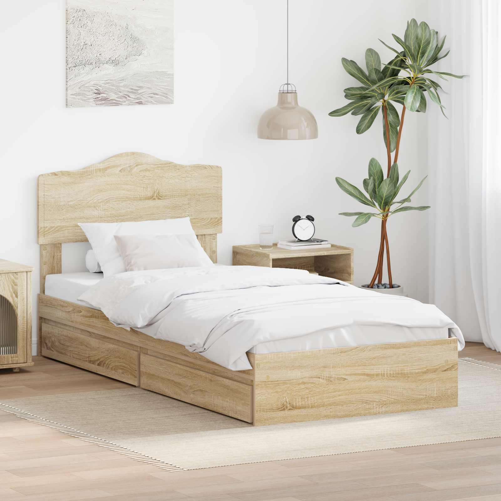 Krevet s od storage Sonoma hrast 90 x 190 cm Konstruirano drvo