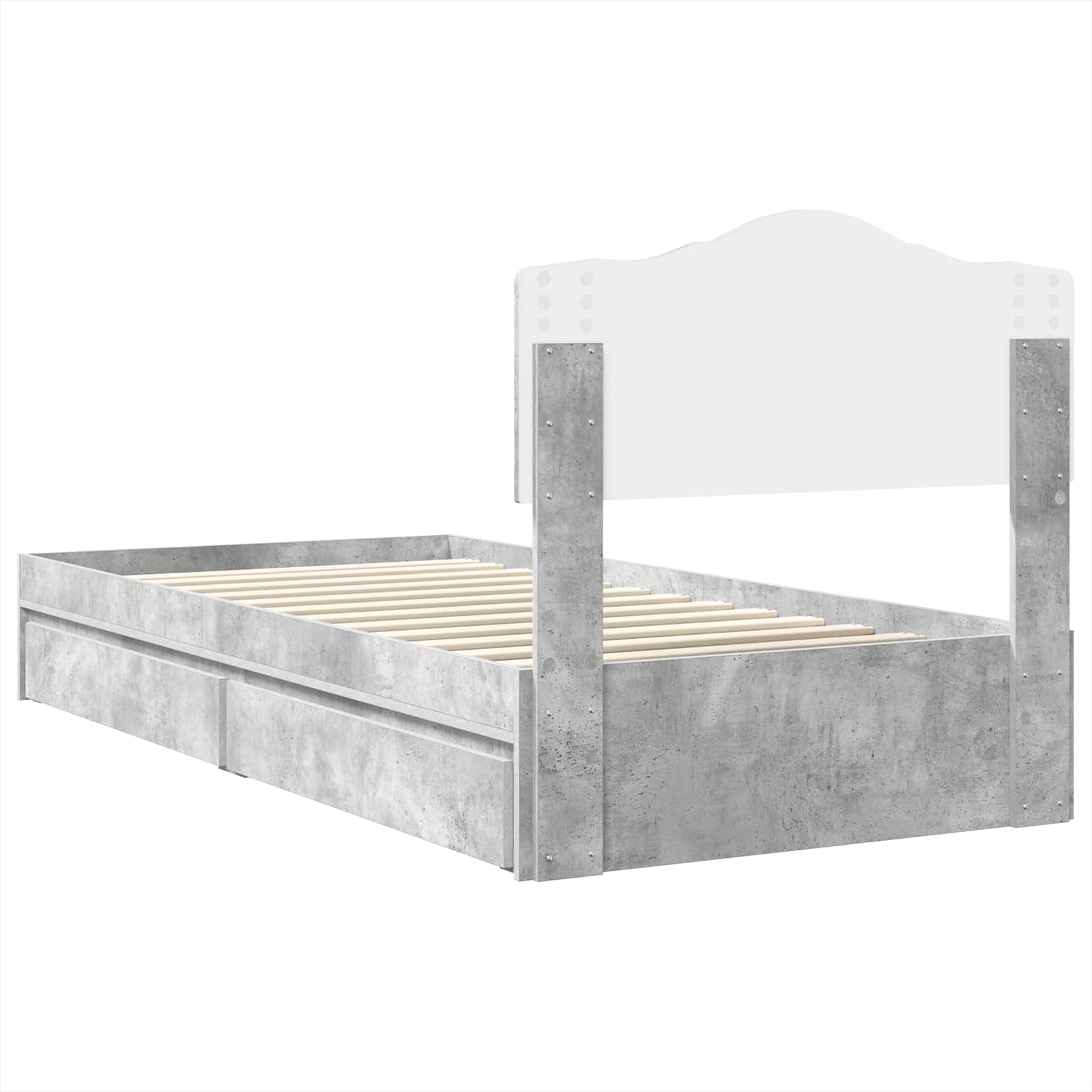 Krevet s od storage Betonski sivi 90 x 190 cm Konstruirano drvo