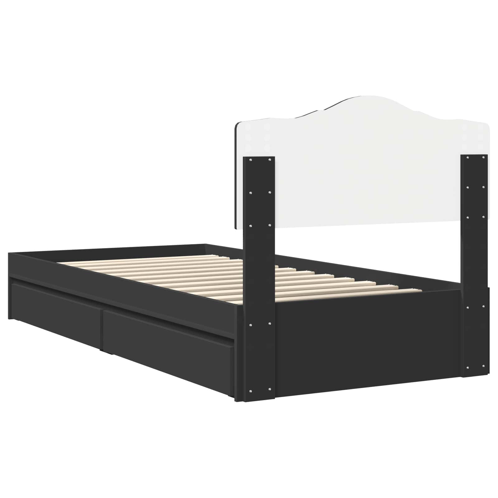Krevet s od storage Crna 70 x 190 cm Konstruirano drvo