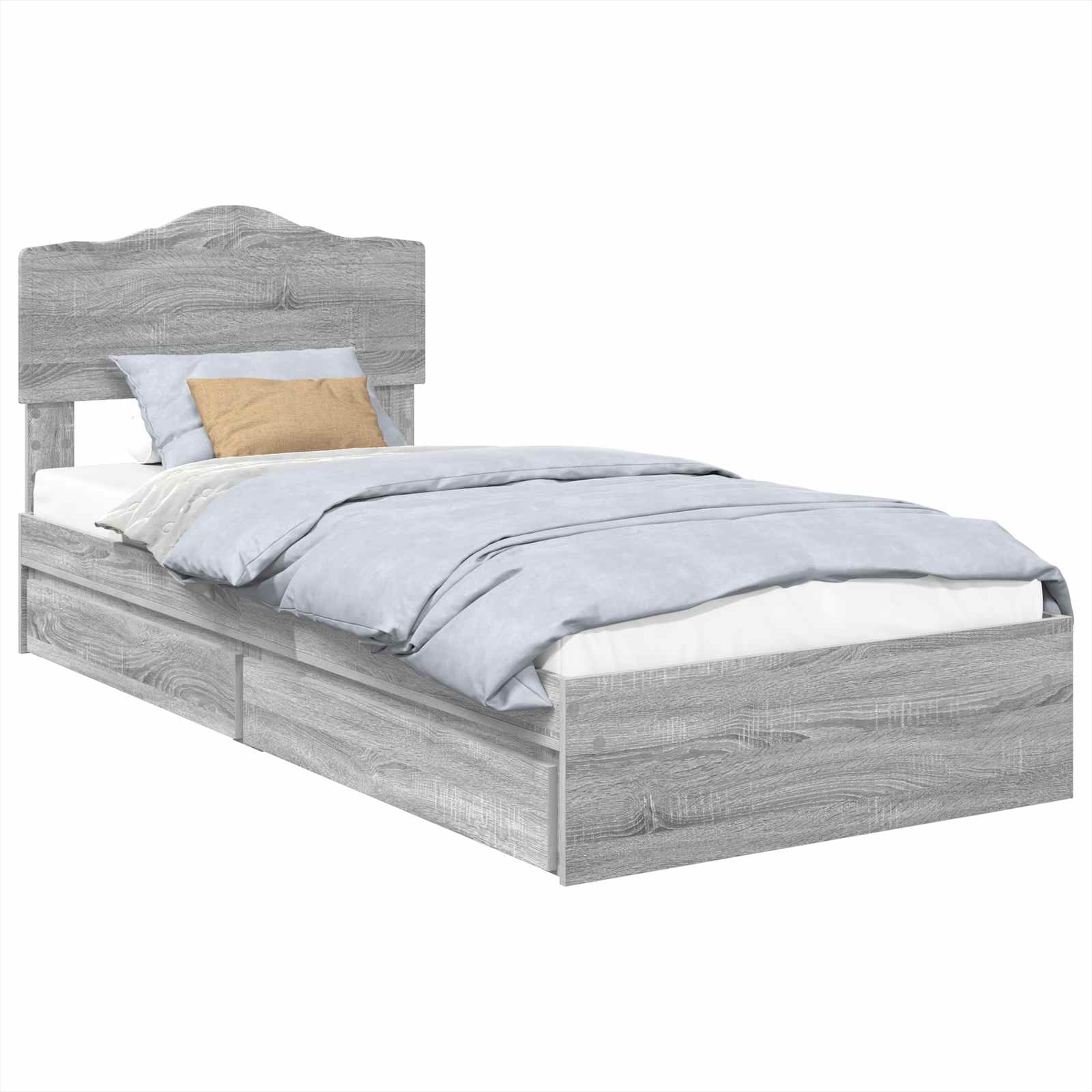 Krevet s od storage Siva Sonoma 70 x 190 cm Konstruirano drvo