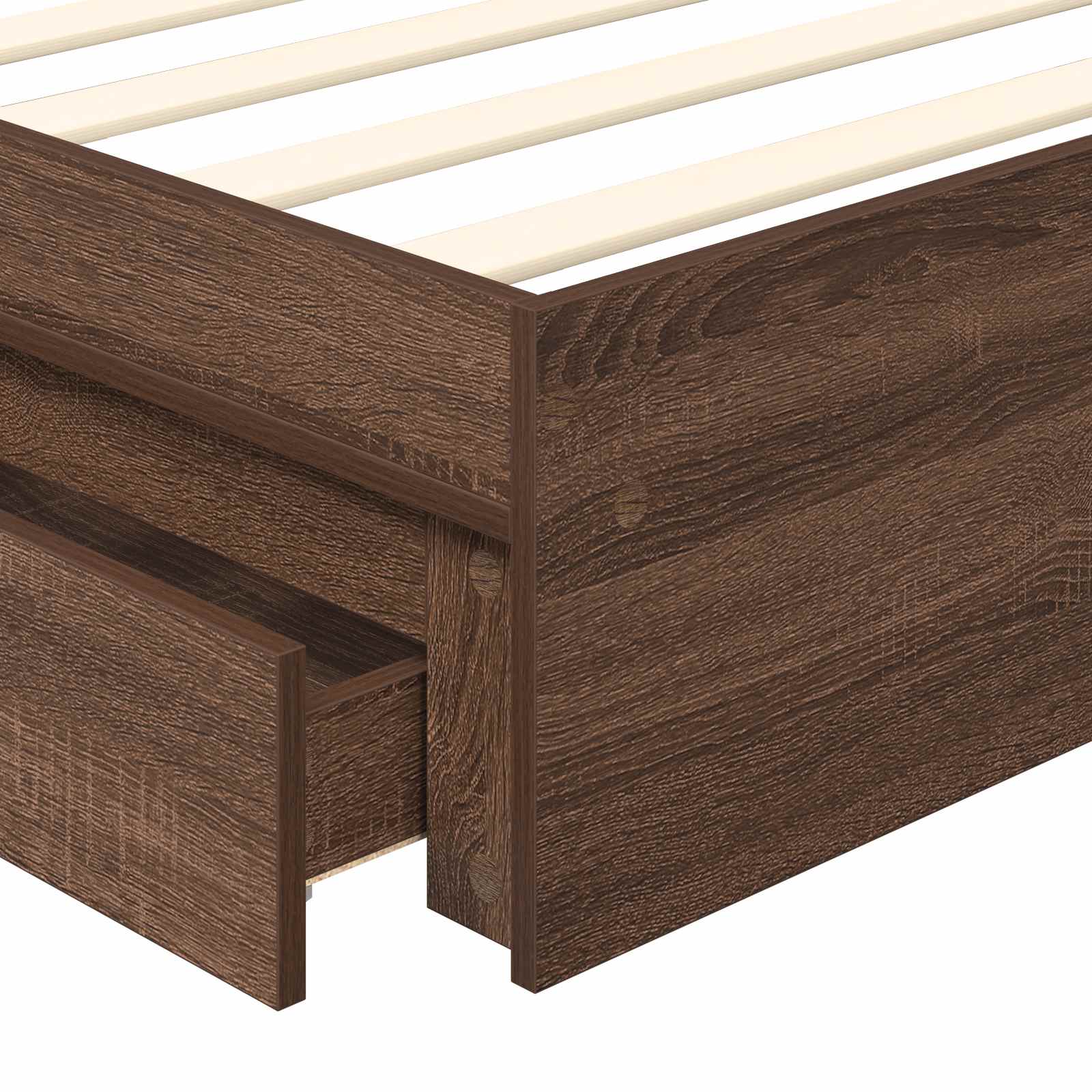 Krevet s od storage Smeđi hrast 70 x 190 cm Konstruirano drvo