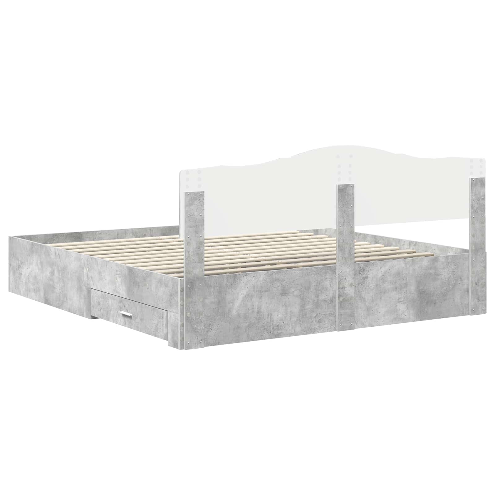 Krevetna konstrukcija s uzglavljem Betonski sivi 200 x 200 cm