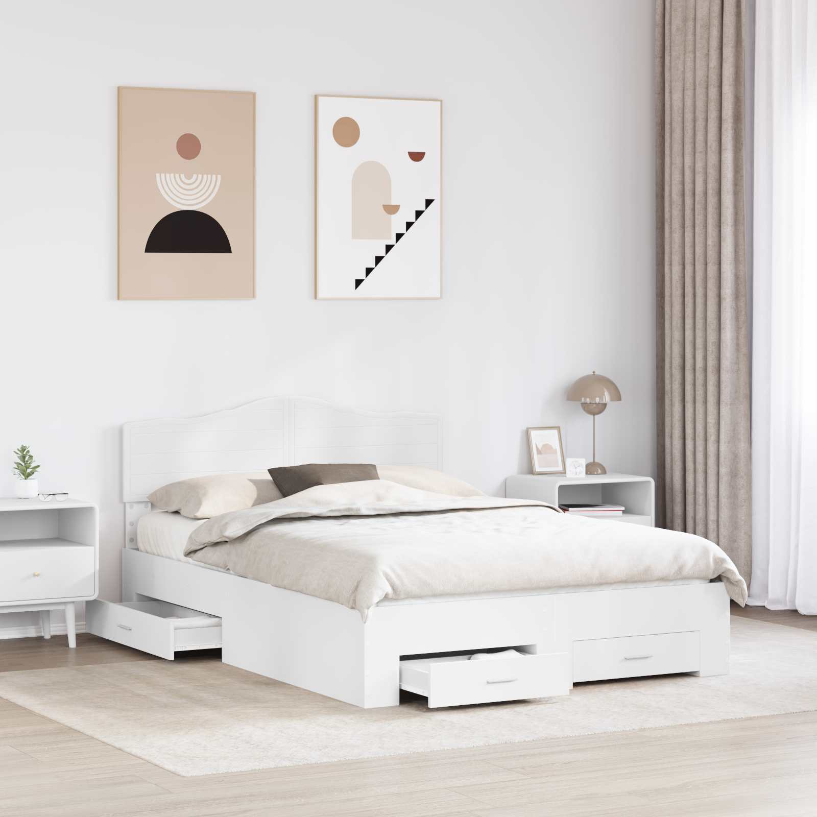 Krevetna konstrukcija Bijelo 140 x 200 cm Konstruirano drvo