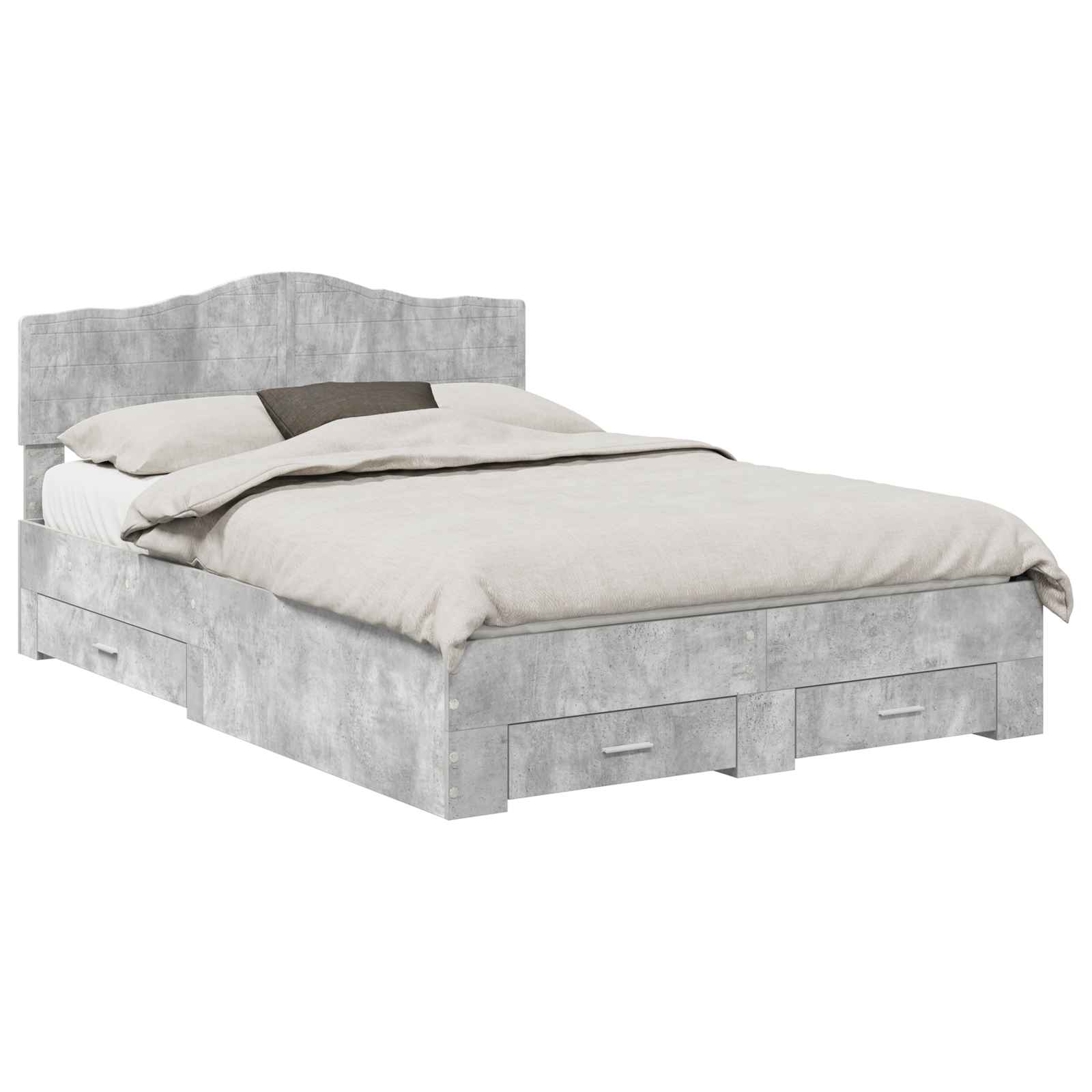 Krevetna konstrukcija s uzglavljem Betonski sivi 140 x 190 cm