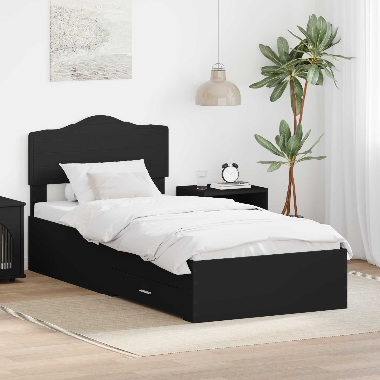 Krevetna konstrukcija Crna 100 x 200 cm Konstruirano drvo