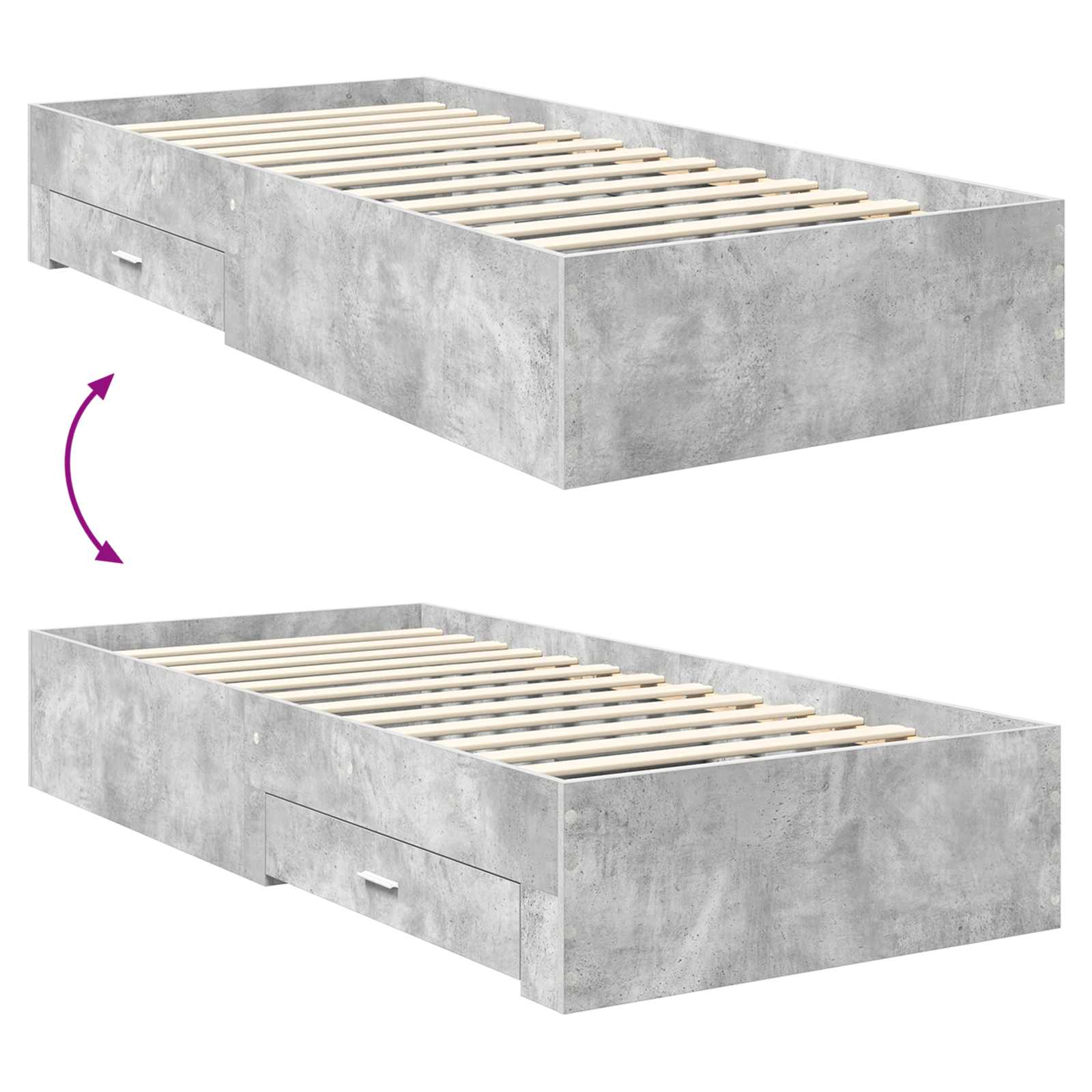 Krevetna konstrukcija s uzglavljem Betonski sivi 100 x 200 cm