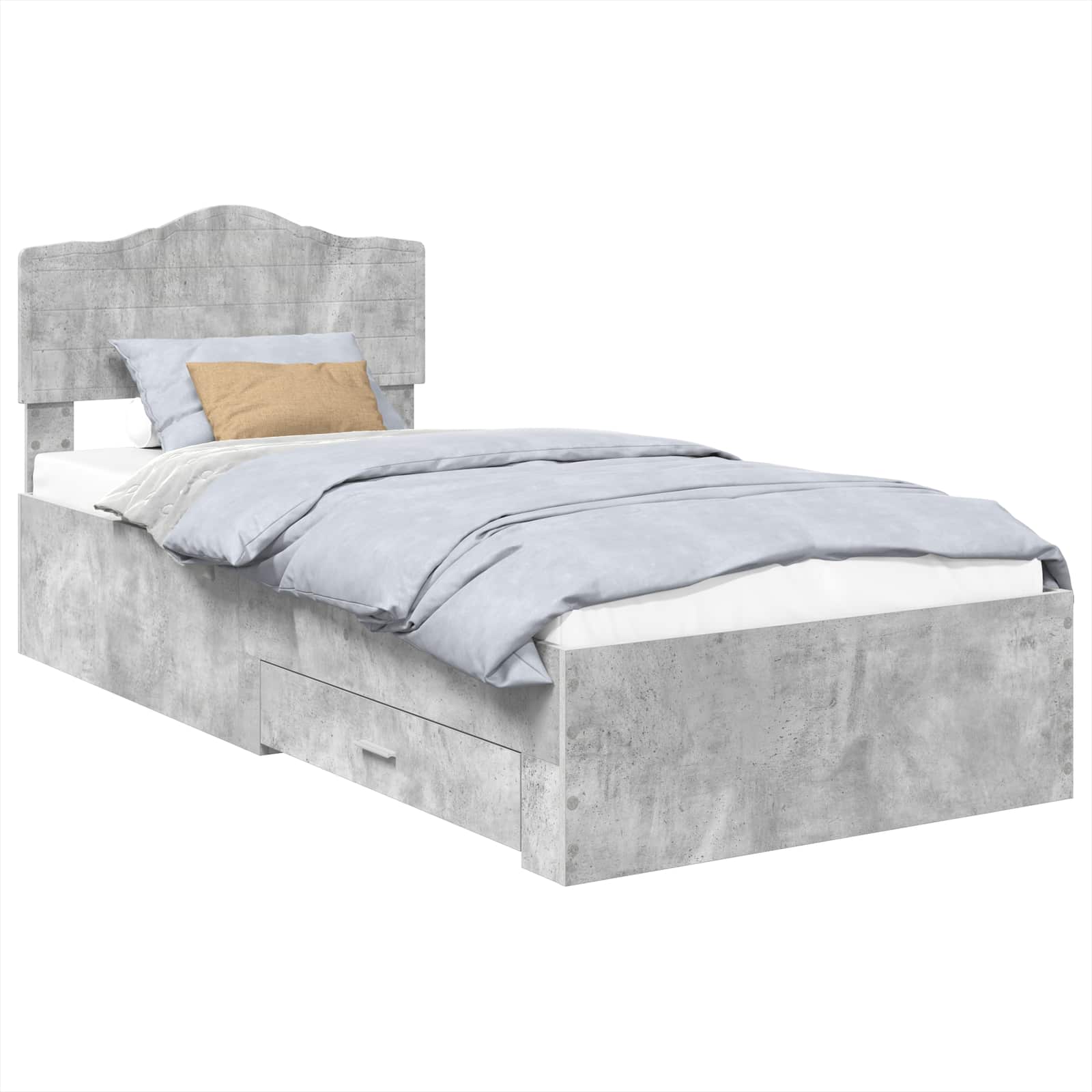 Krevetna konstrukcija s uzglavljem Betonski sivi 70 x 190 cm