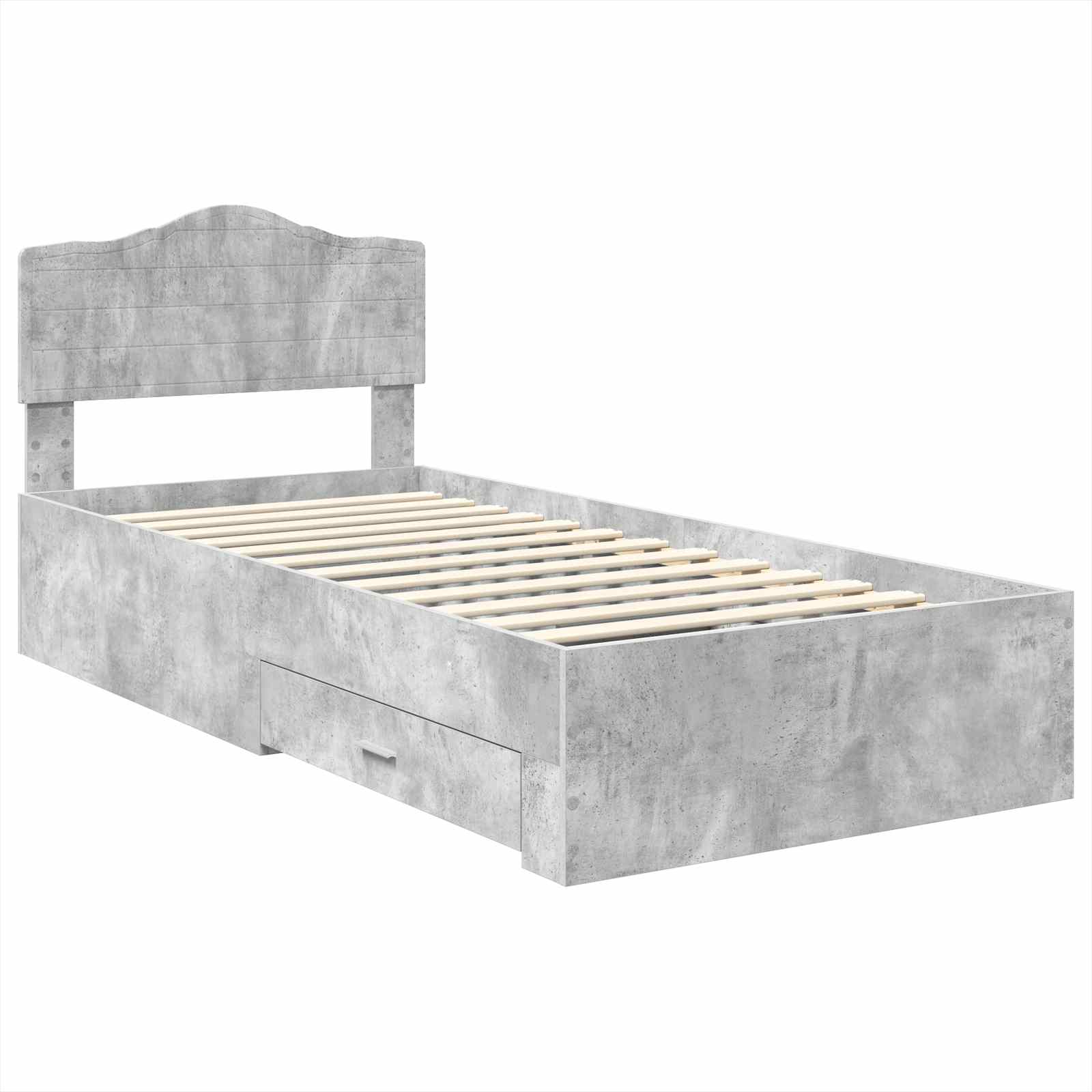 Krevetna konstrukcija s uzglavljem Betonski sivi 70 x 190 cm