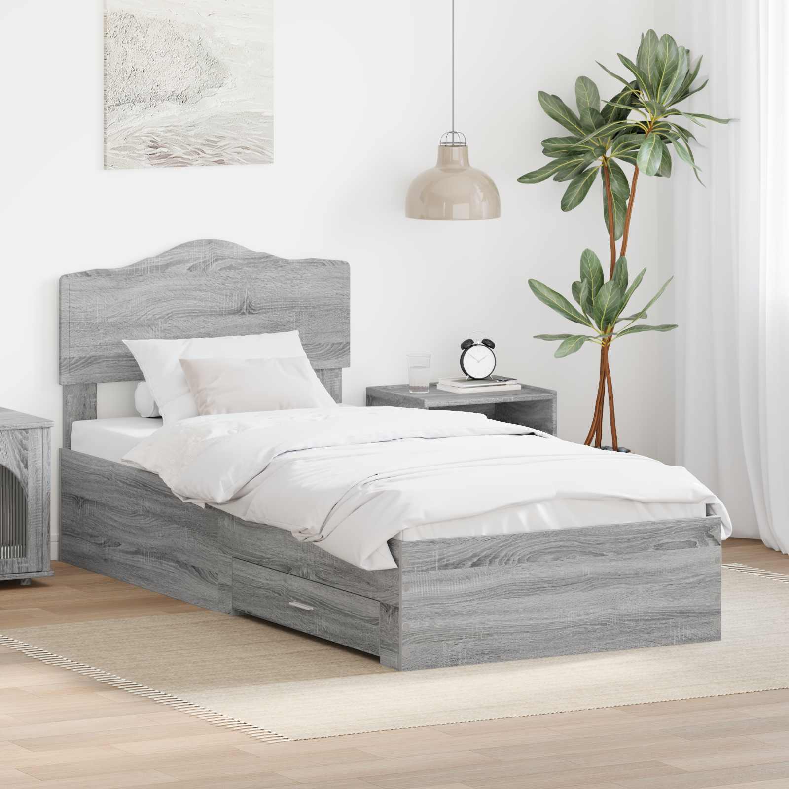 Krevetna konstrukcija Siva Sonoma 70 x 190 cm Konstruirano drvo