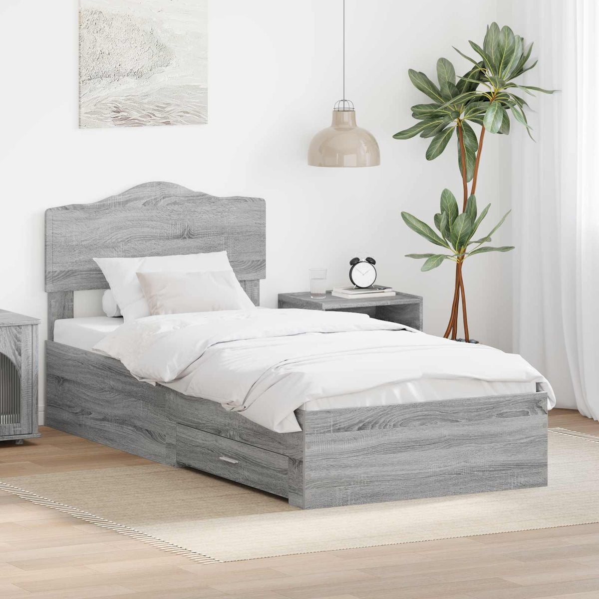 Krevetna konstrukcija Siva Sonoma 70 x 190 cm Konstruirano drvo