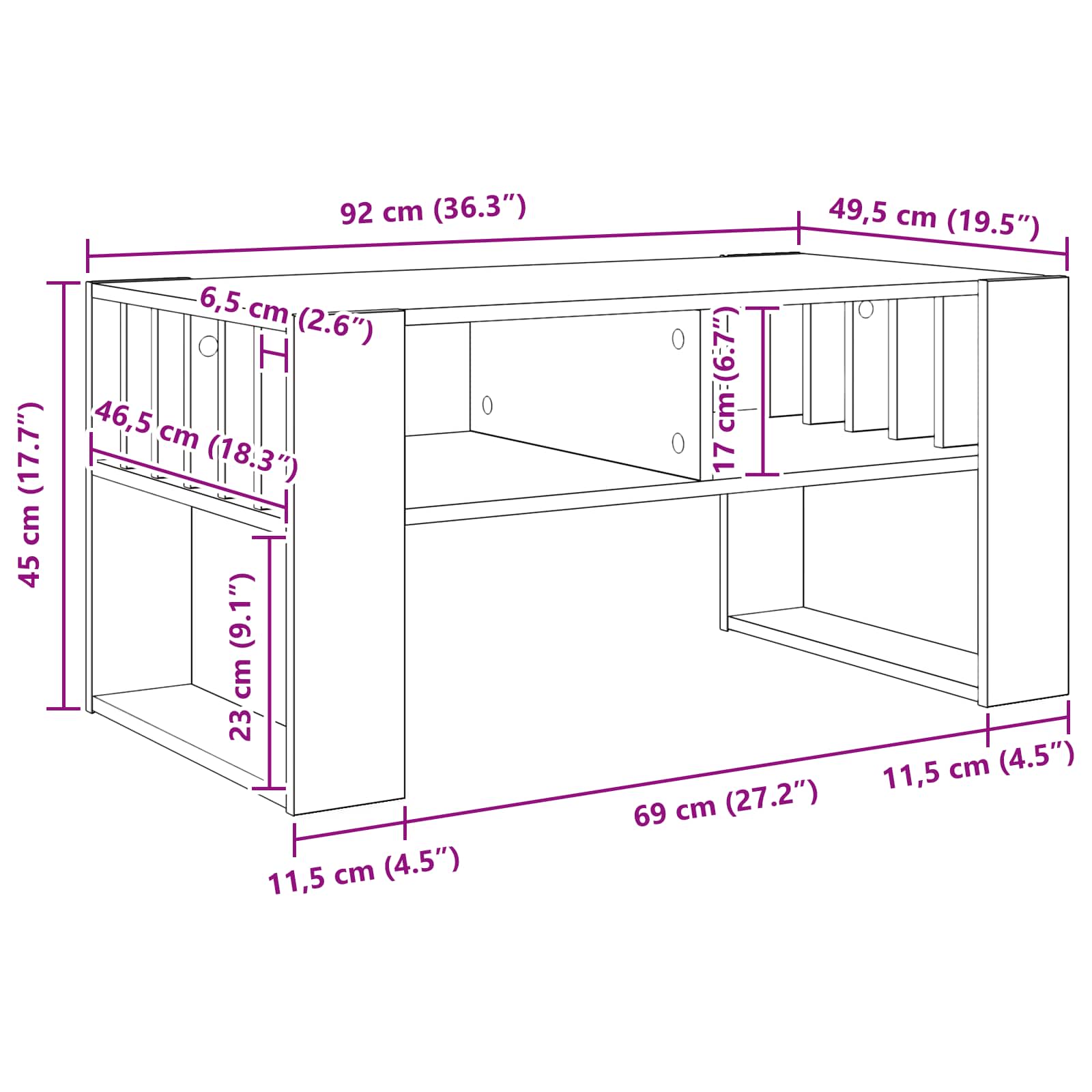 Kava Stol Bijelo 92 x 49,5 x 45 cm Konstruirano drvo