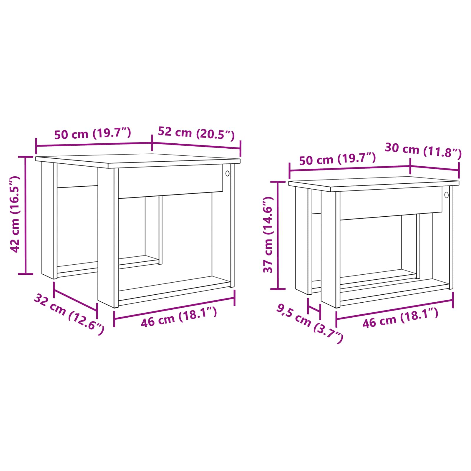 Set stolića za kavu 2 pcs Bijelo Konstruirano drvo