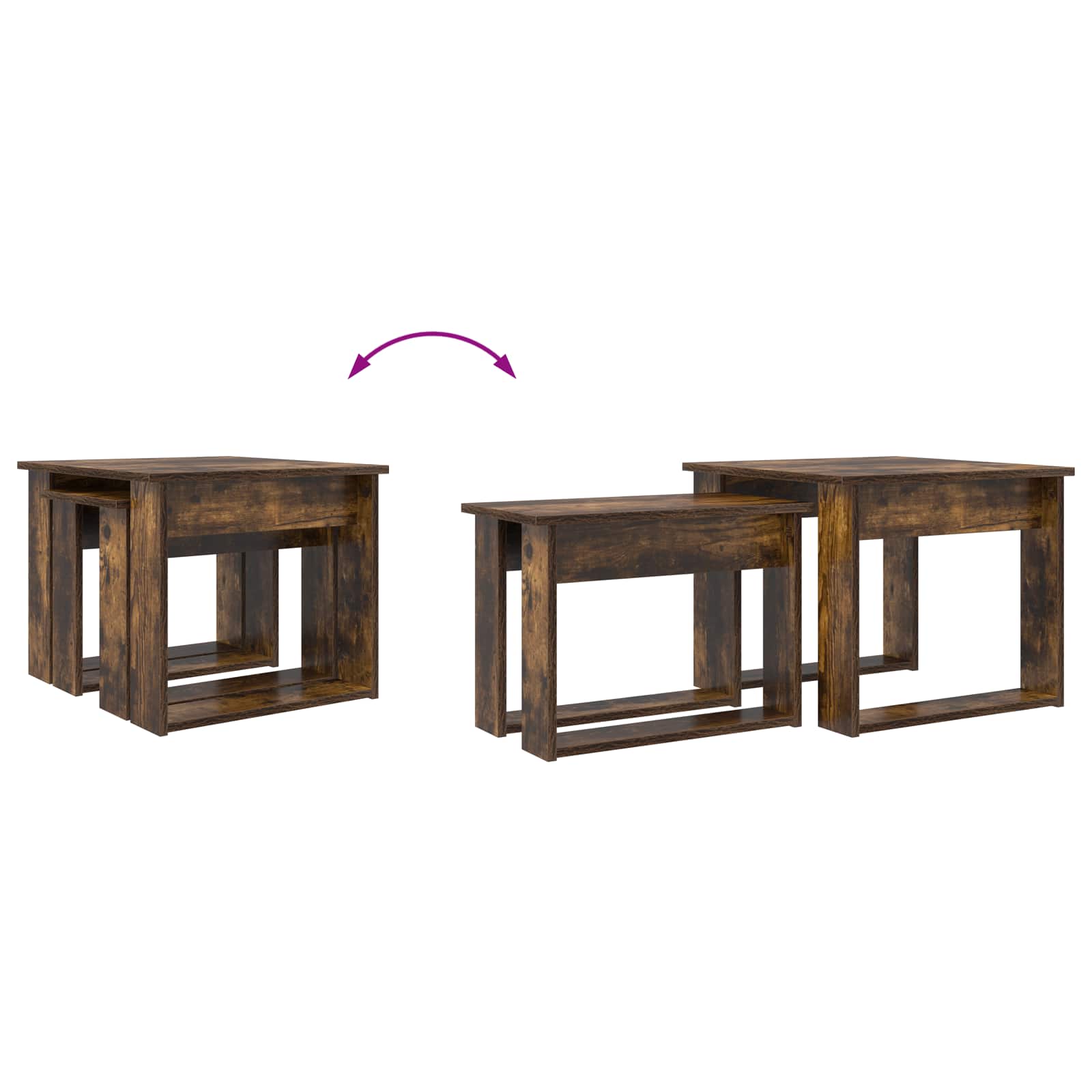 Set stolića za kavu 2 pcs Dimljeni hrast Konstruirano drvo
