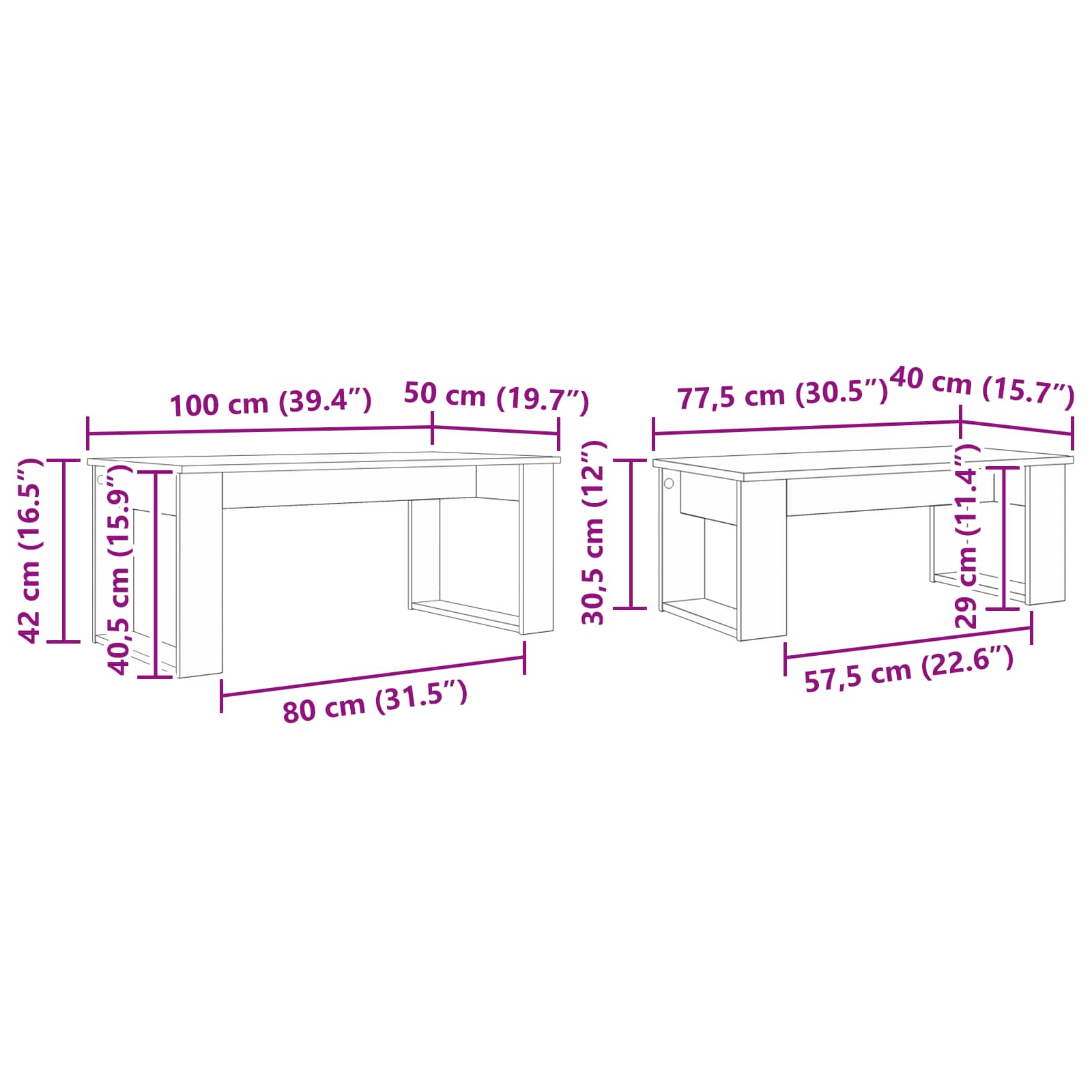 Set stolića za kavu 2 pcs Bijelo Konstruirano drvo