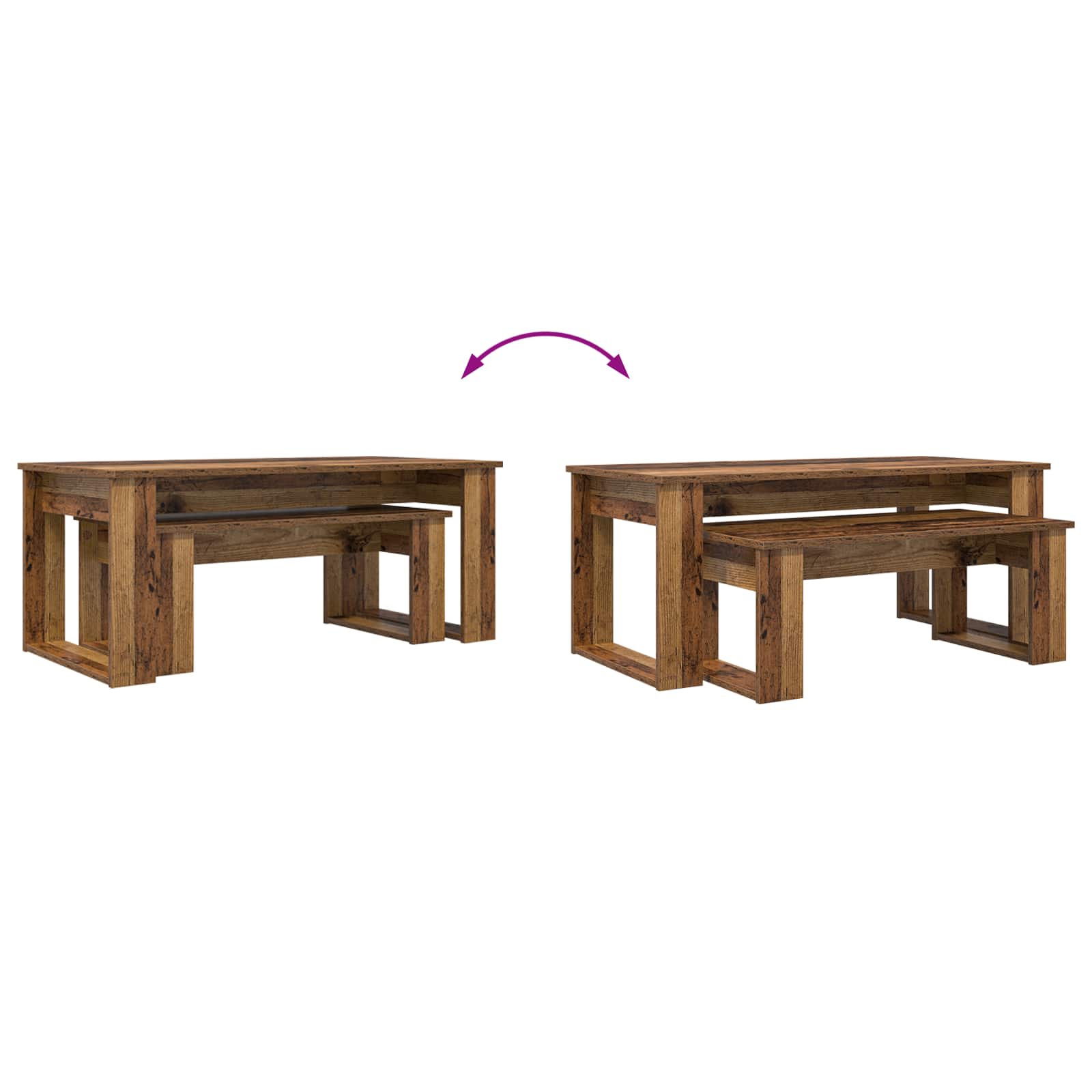 Set stolića za kavu 2 pcs Staro drvo Konstruirano drvo
