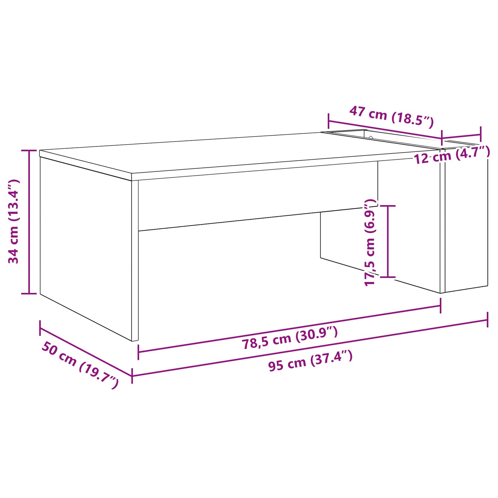Kava Stol Crni hrast 95 x 50 x 34 cm Konstruirano drvo