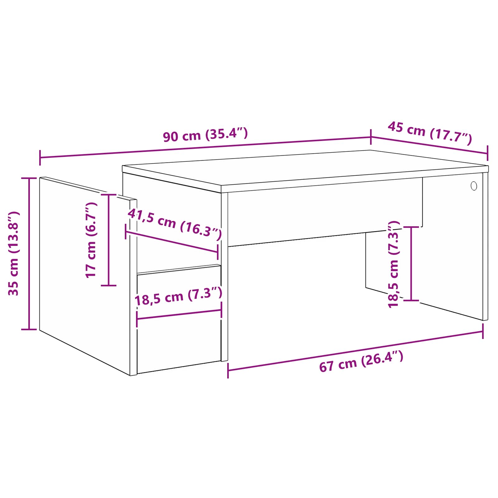 Kava Stol Crni hrast 90 x 45 x 35 cm Konstruirano drvo