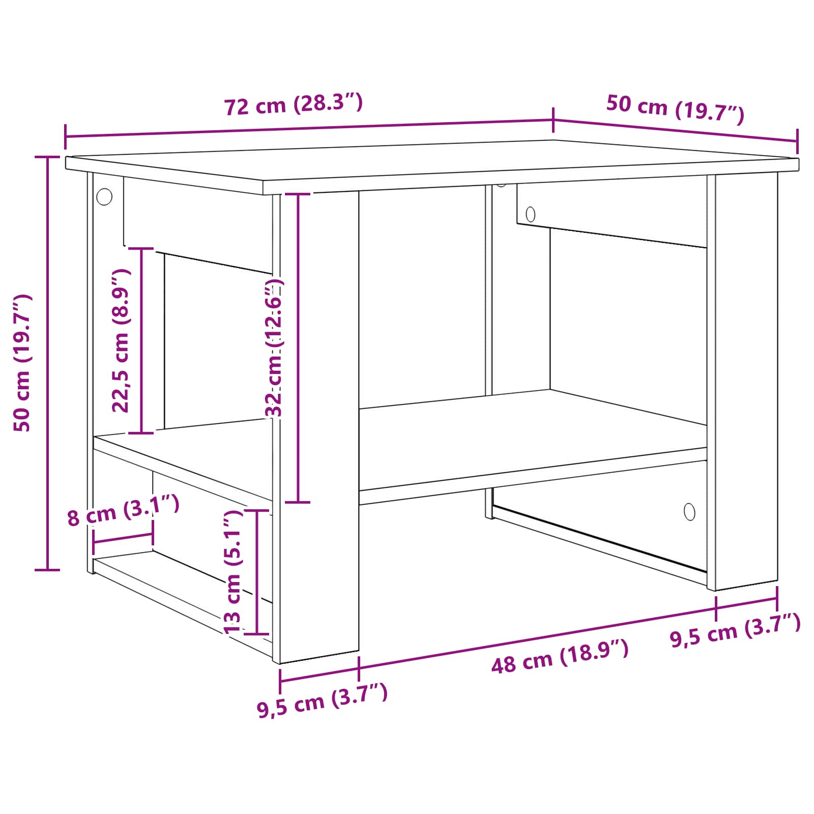 Kava Stol Staro drvo 72 x 50 x 50 cm Konstruirano drvo