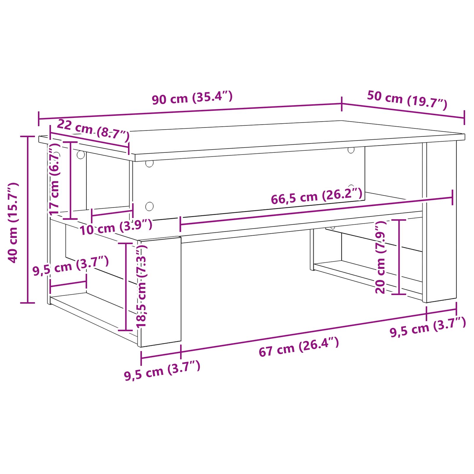 Kava Stol Staro drvo 90 x 50 x 40 cm Konstruirano drvo