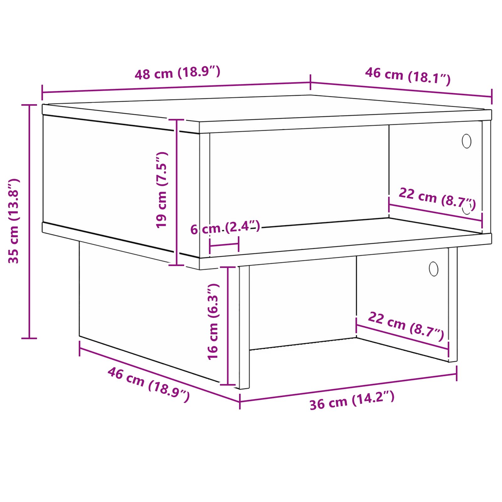 Kava Stol Crni hrast 48 x 46 x 35 cm Konstruirano drvo