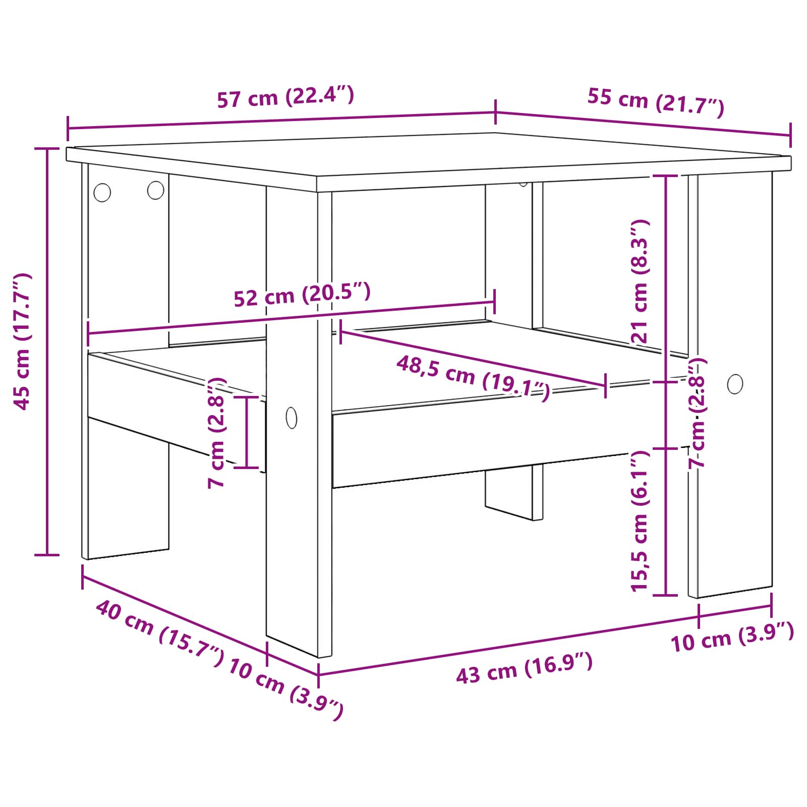 Kava Stol Staro drvo 57 x 55 x 45 cm Konstruirano drvo