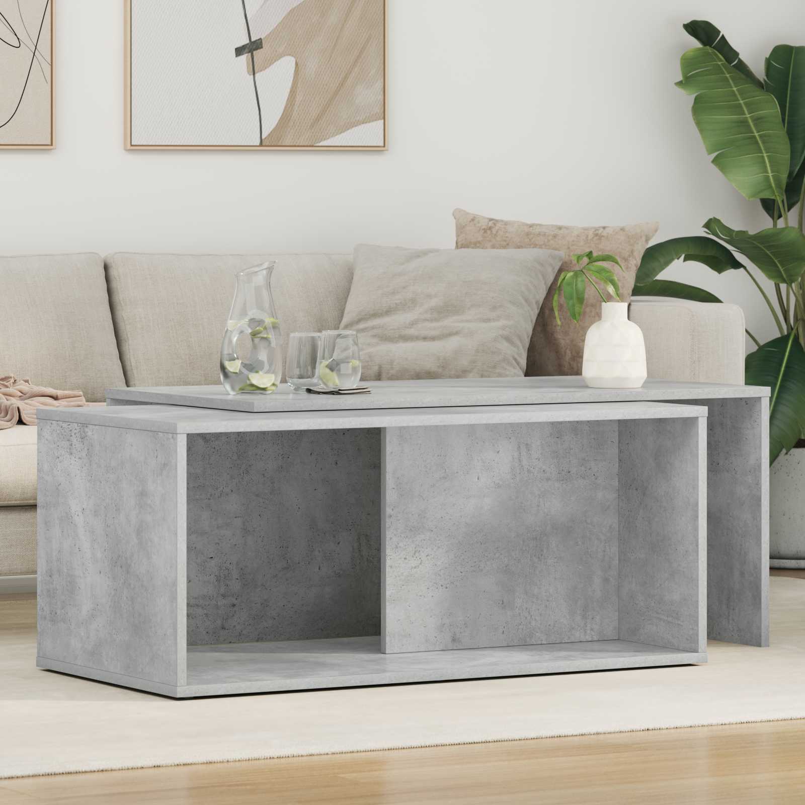 Set stolića za kavu 2 pcs Betonski sivi Konstruirano drvo