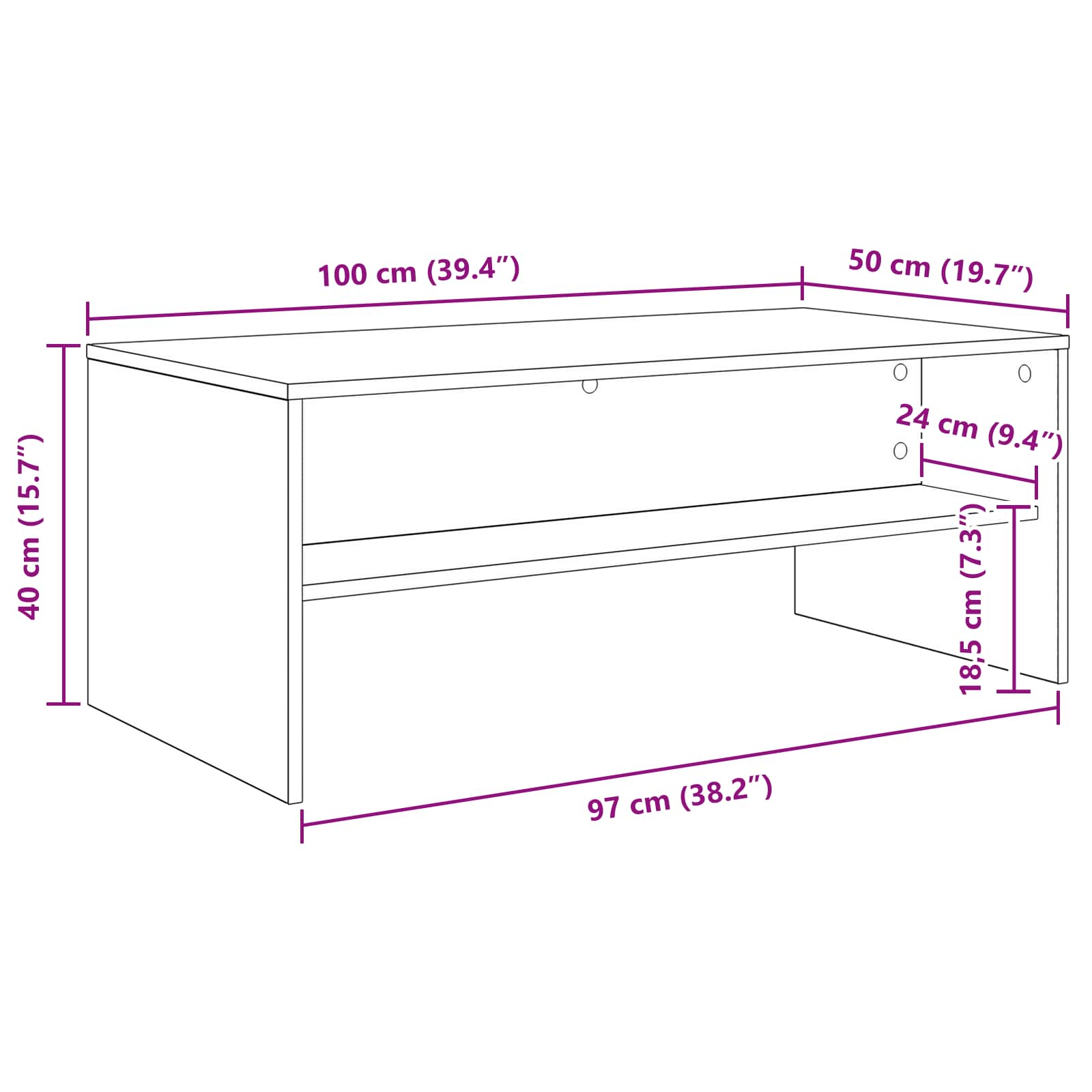 Kava Stol Crni hrast 100 x 50 x 40 cm Konstruirano drvo