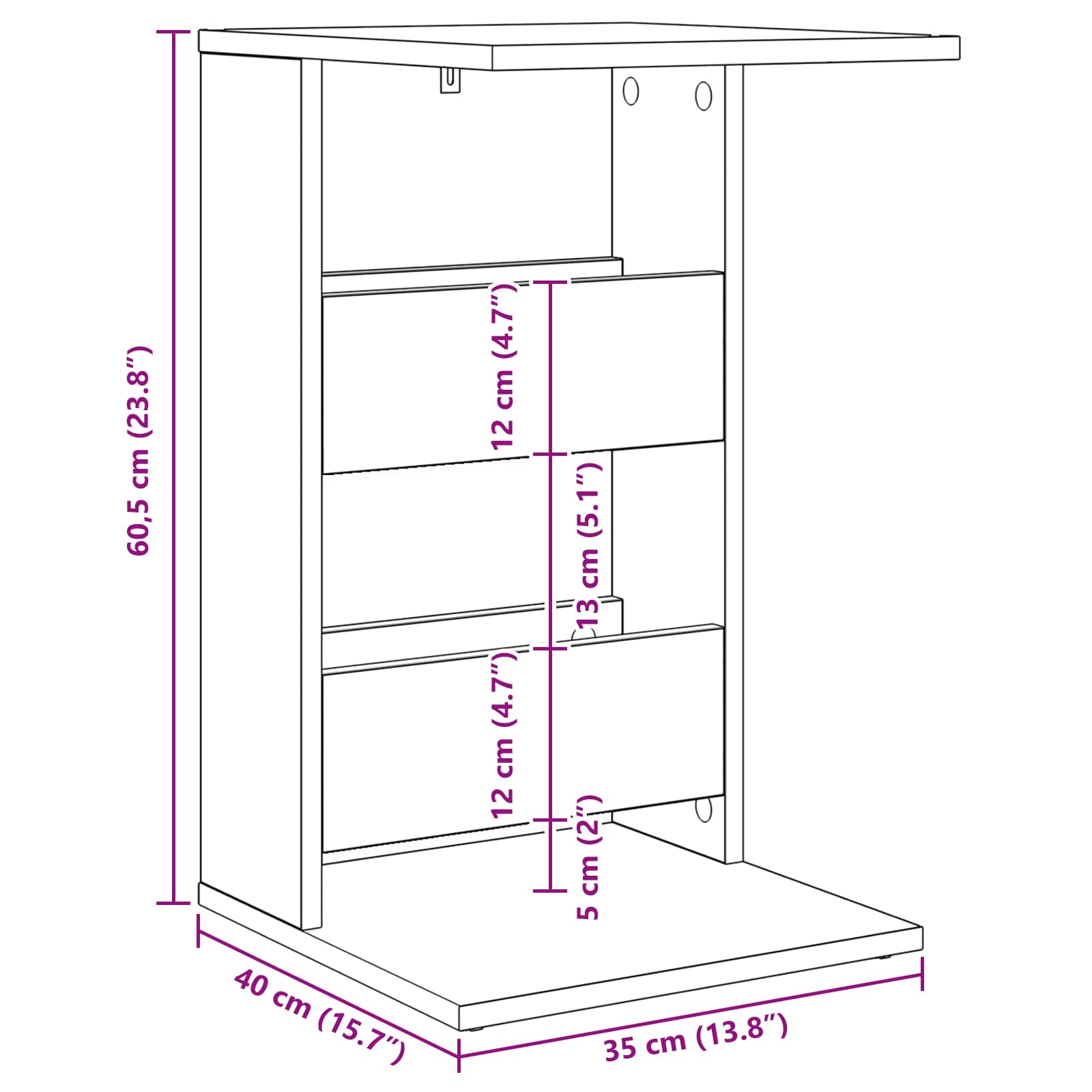Bocni stol Siva Sonoma 40 x 35 x 60,5 cm Konstruirano drvo