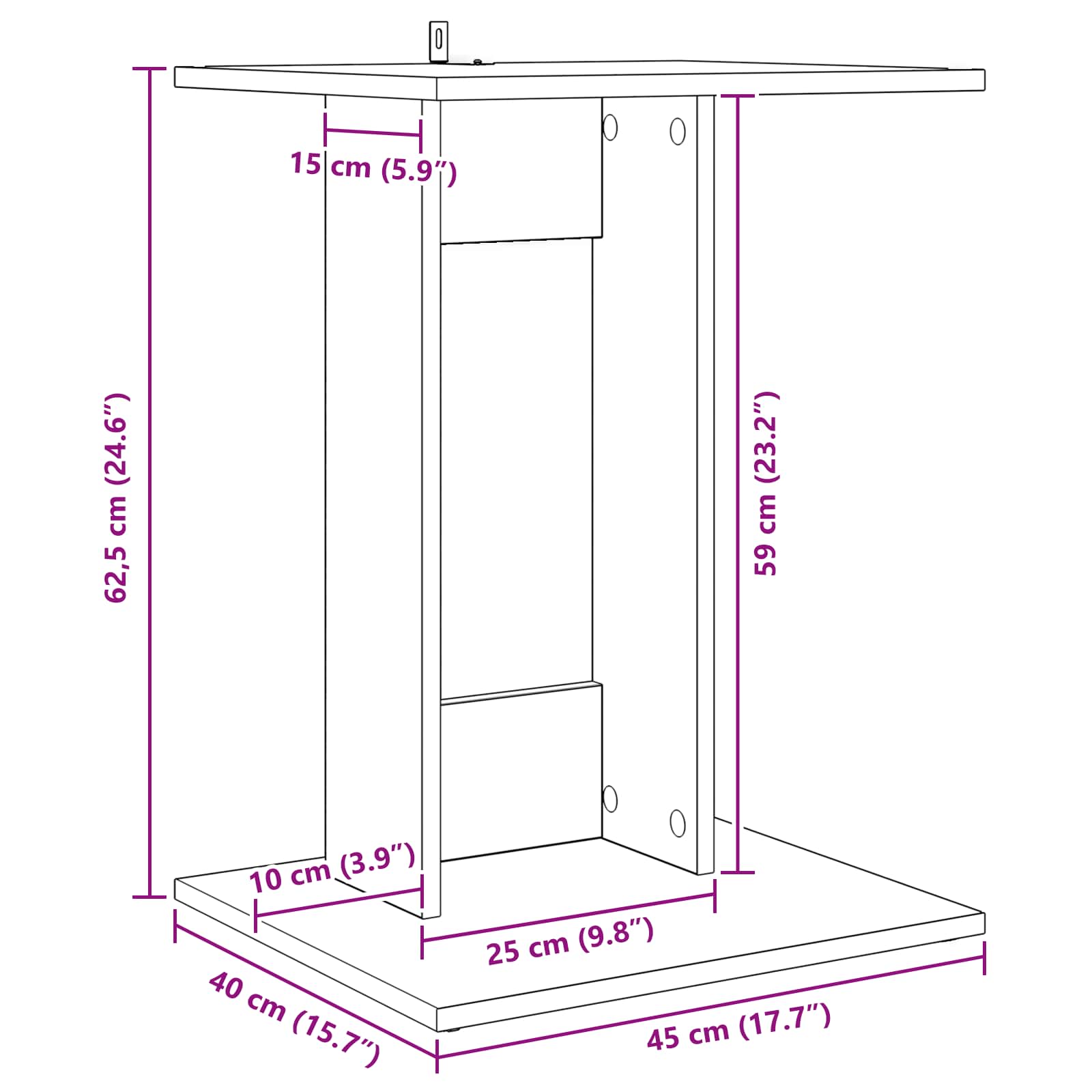 Bocni stol Crni hrast 45 x 40 x 62,5 cm Konstruirano drvo