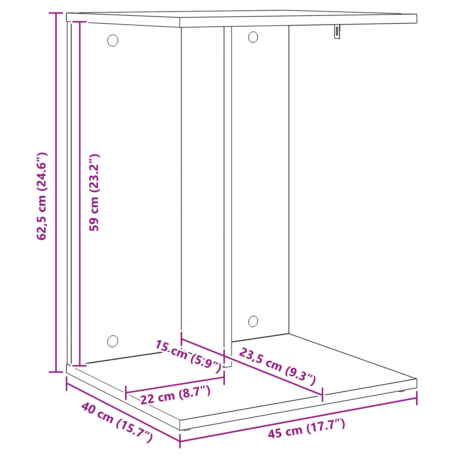 Bocni stol Siva Sonoma 45 x 40 x 62,5 cm Konstruirano drvo