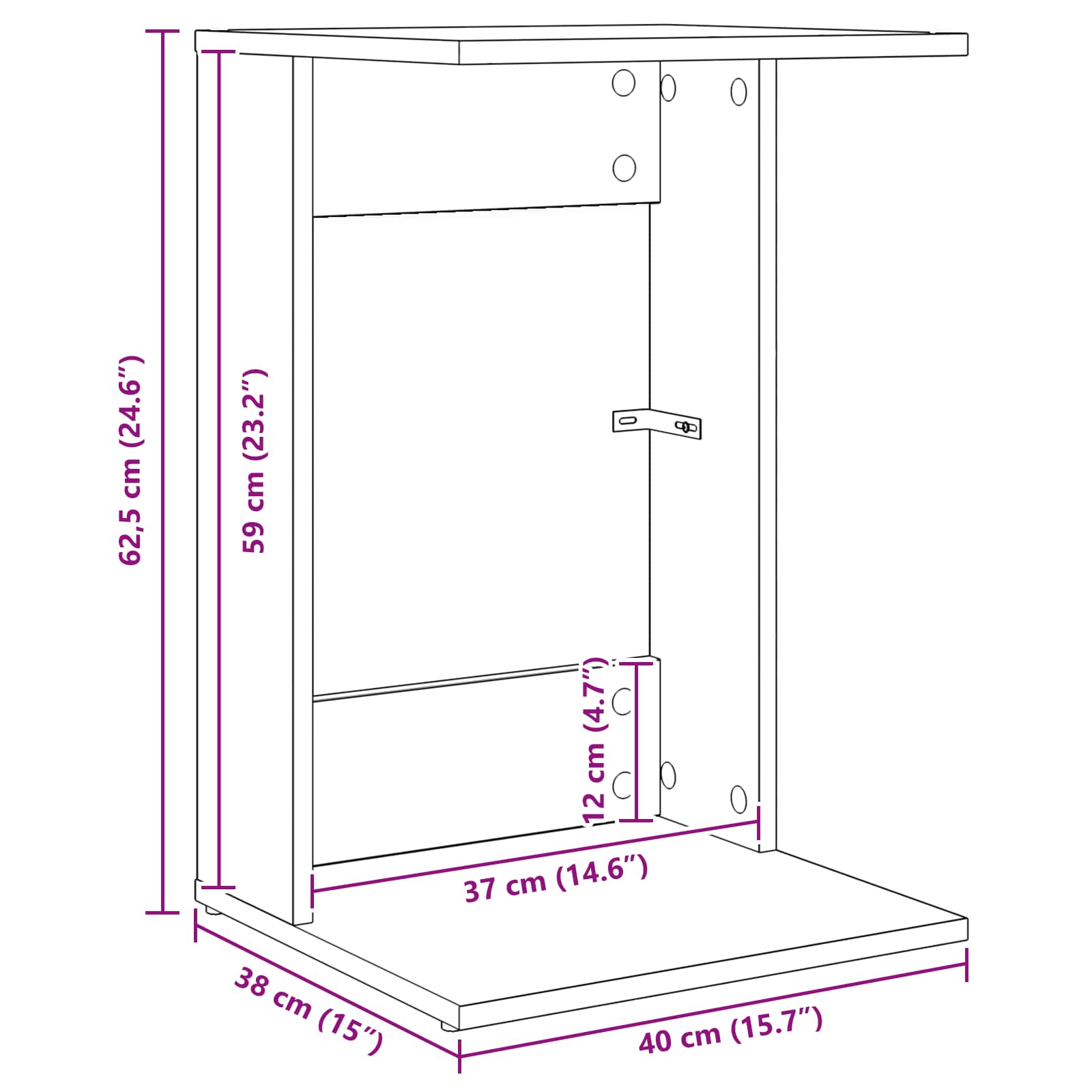 Bocni stol Sonoma hrast 40 x 38 x 62,5 cm Konstruirano drvo