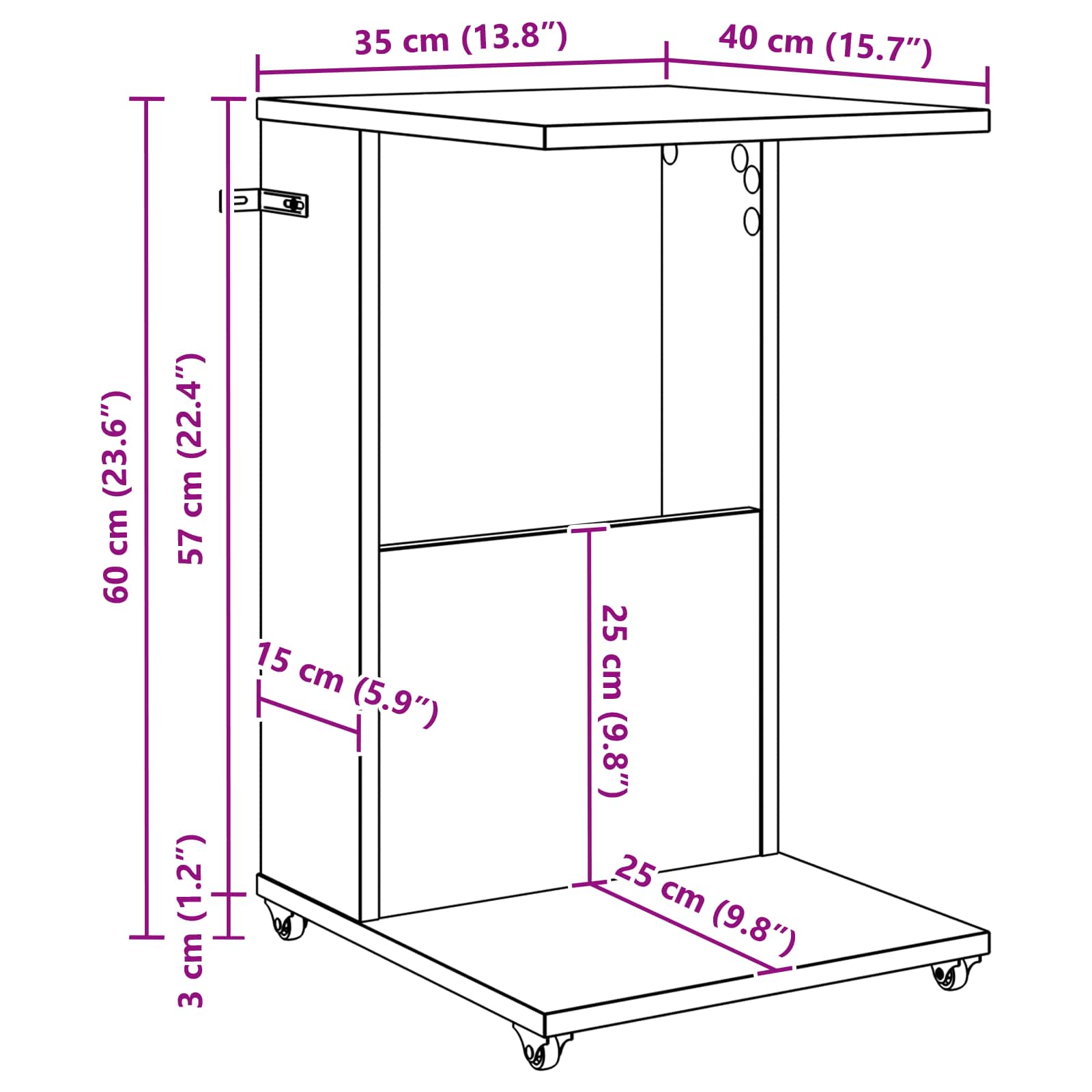 Bocni stol Umjetnički hrast 40 x 35 x 60 cm Konstruirano drvo