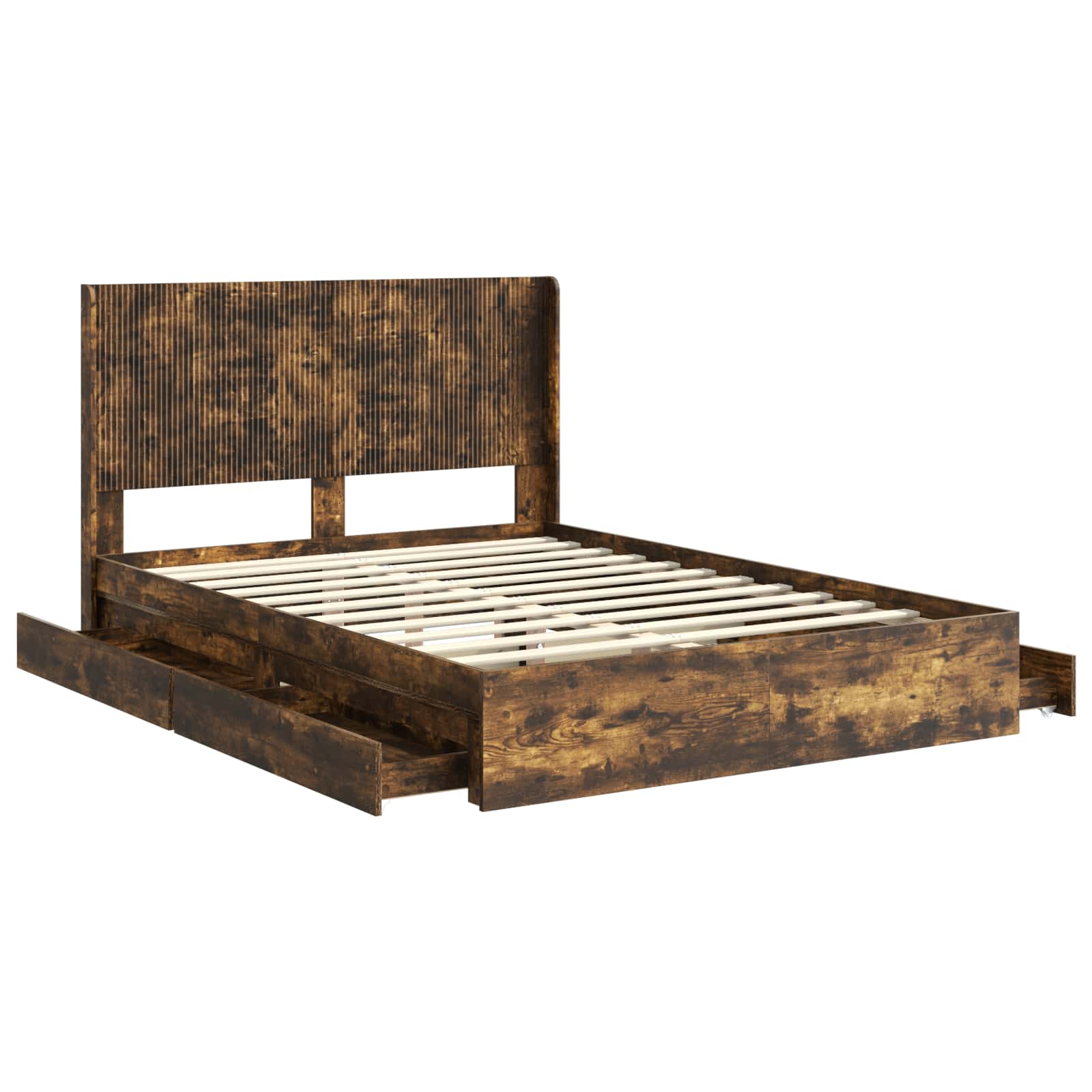 Krevetna konstrukcija s pohranom i uzglavljem Dimljeni hrast