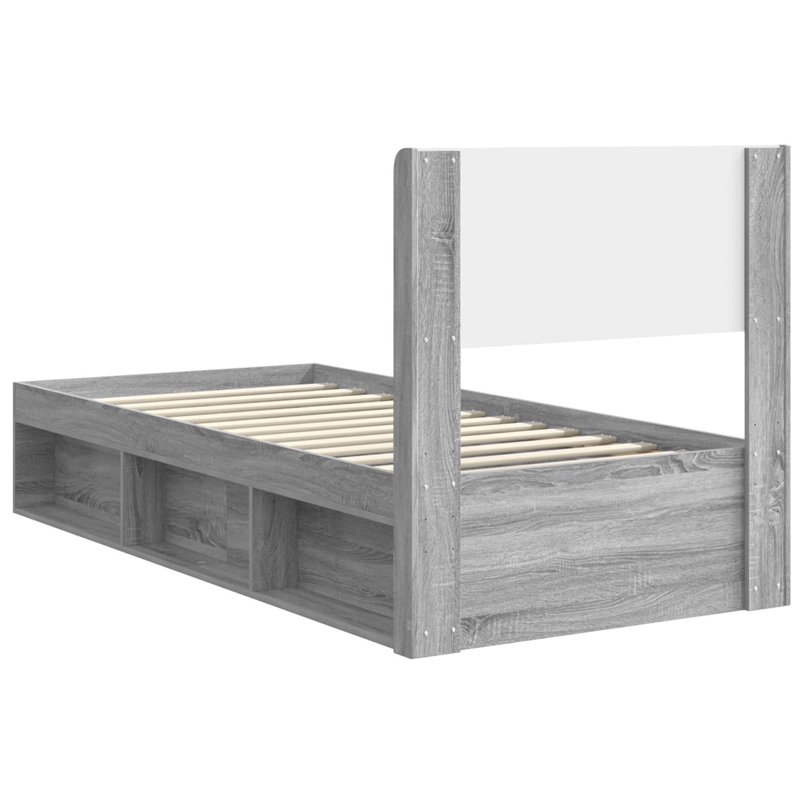 Krevetna konstrukcija s pohranom i uzglavljem Siva Sonoma
