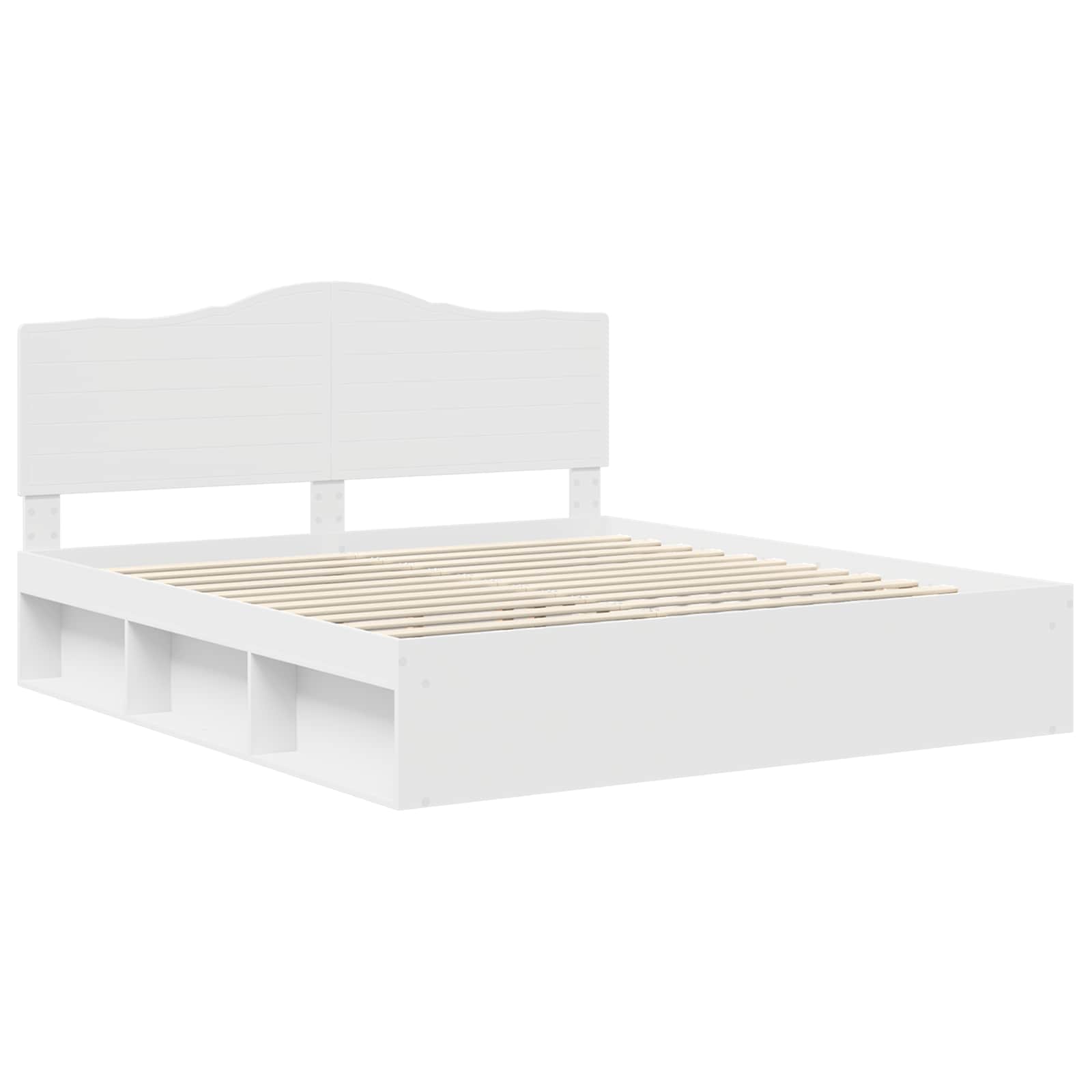 Krevetna konstrukcija Bijelo 200 x 200 cm Čvrsto borovo drvo