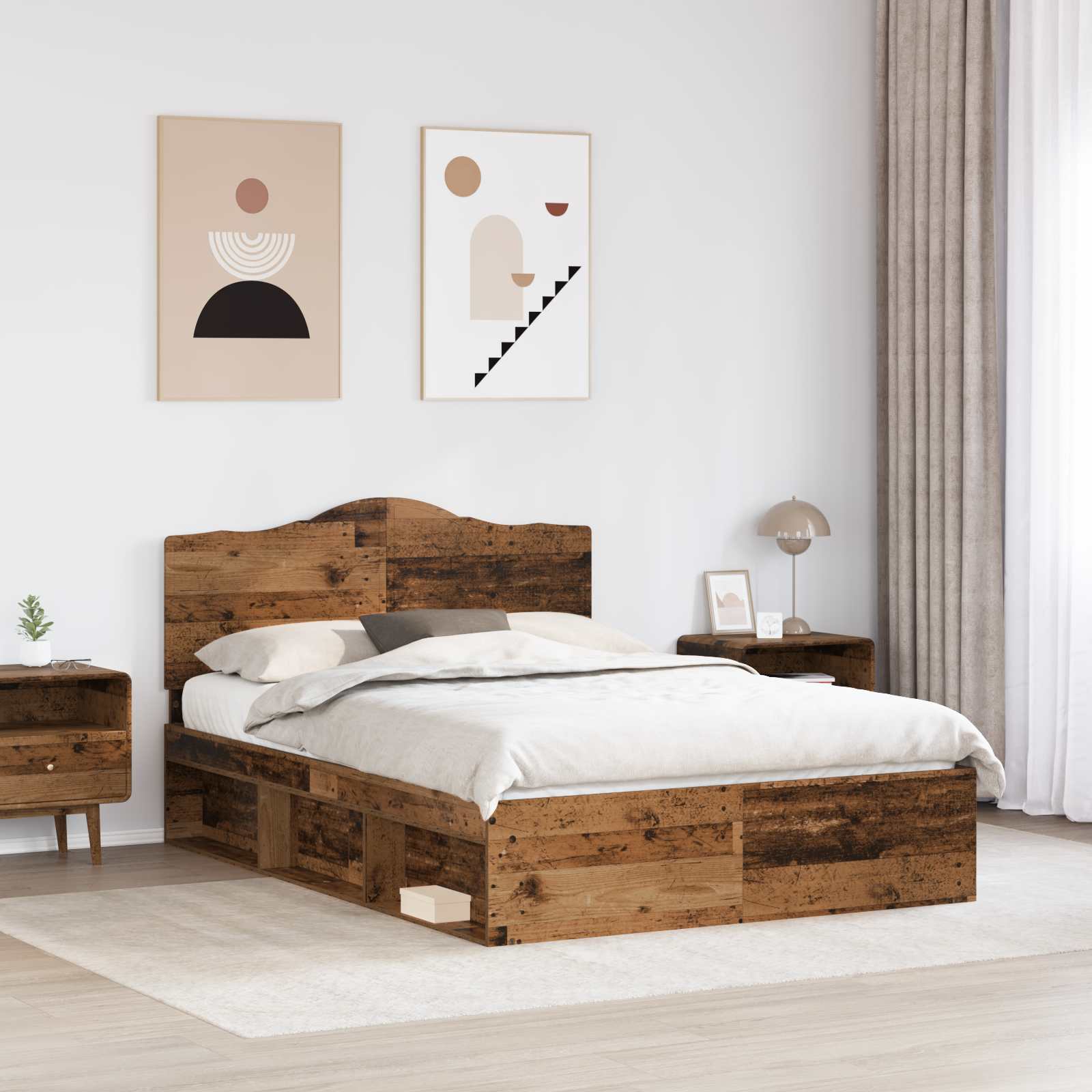 Krevetna konstrukcija s uzglavljem Staro drvo 150 x 200 cm