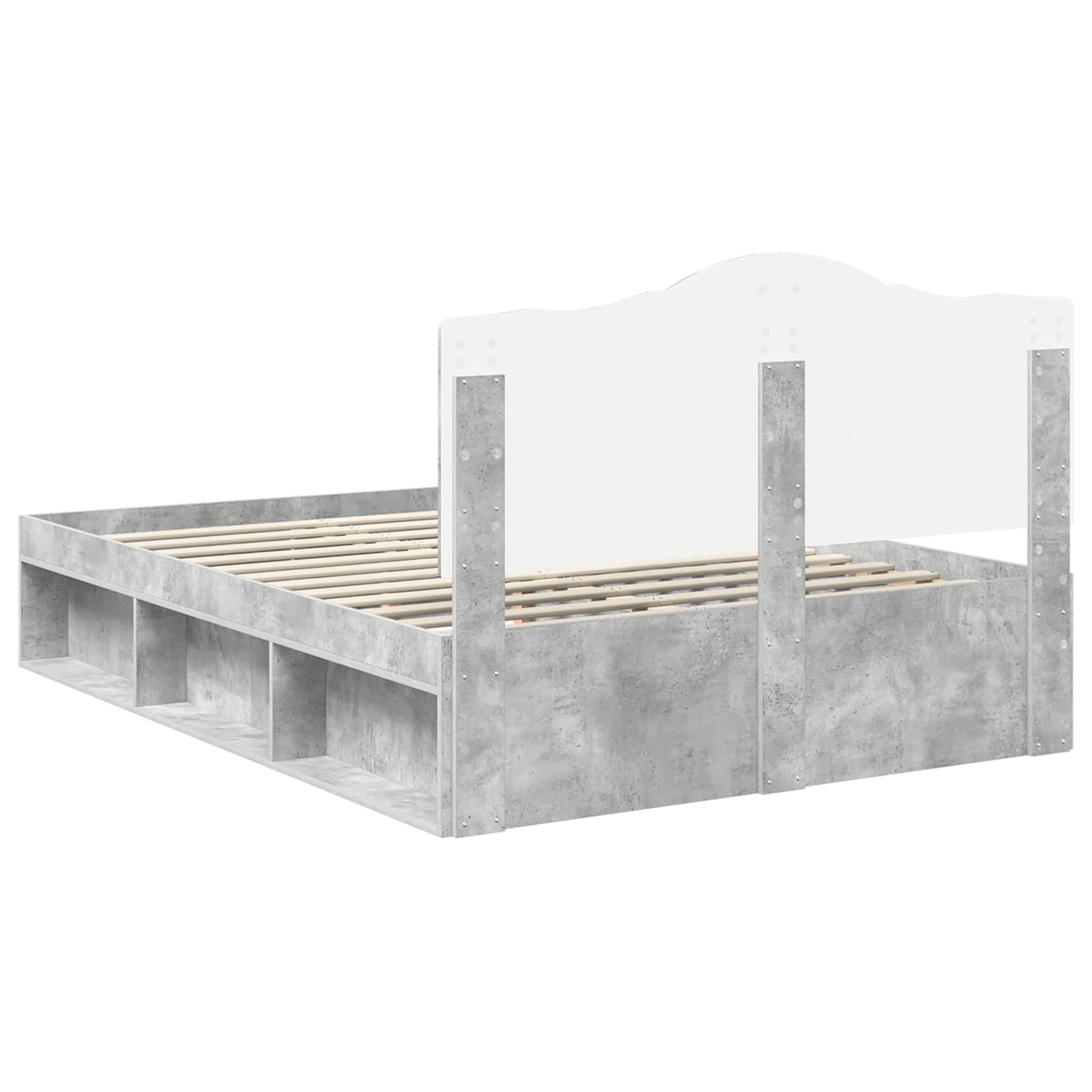 Krevetna konstrukcija Beton 140 x 190 cm Čvrsto borovo drvo
