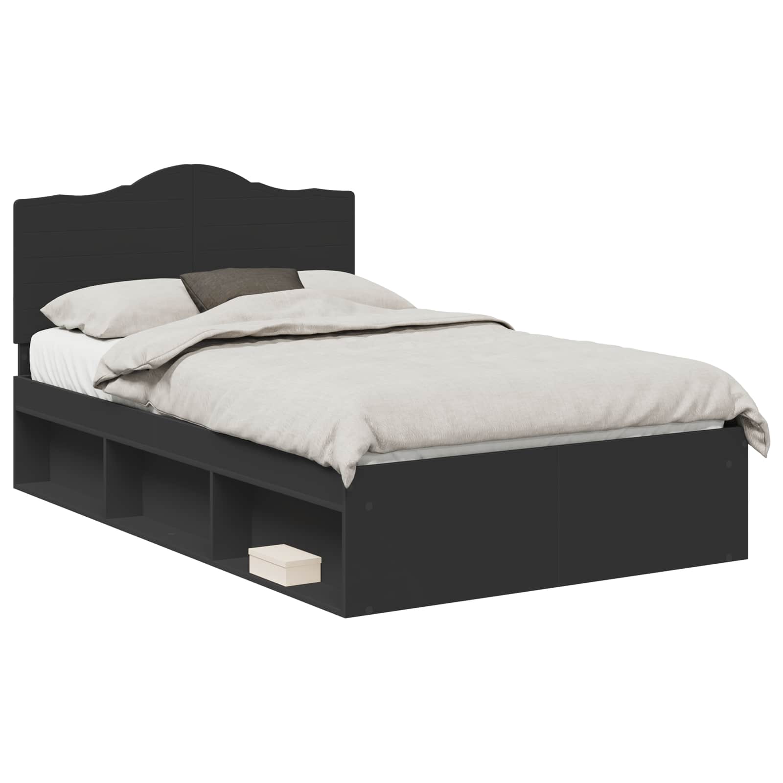 Krevetna konstrukcija Crna 135 x 190 cm Čvrsto borovo drvo