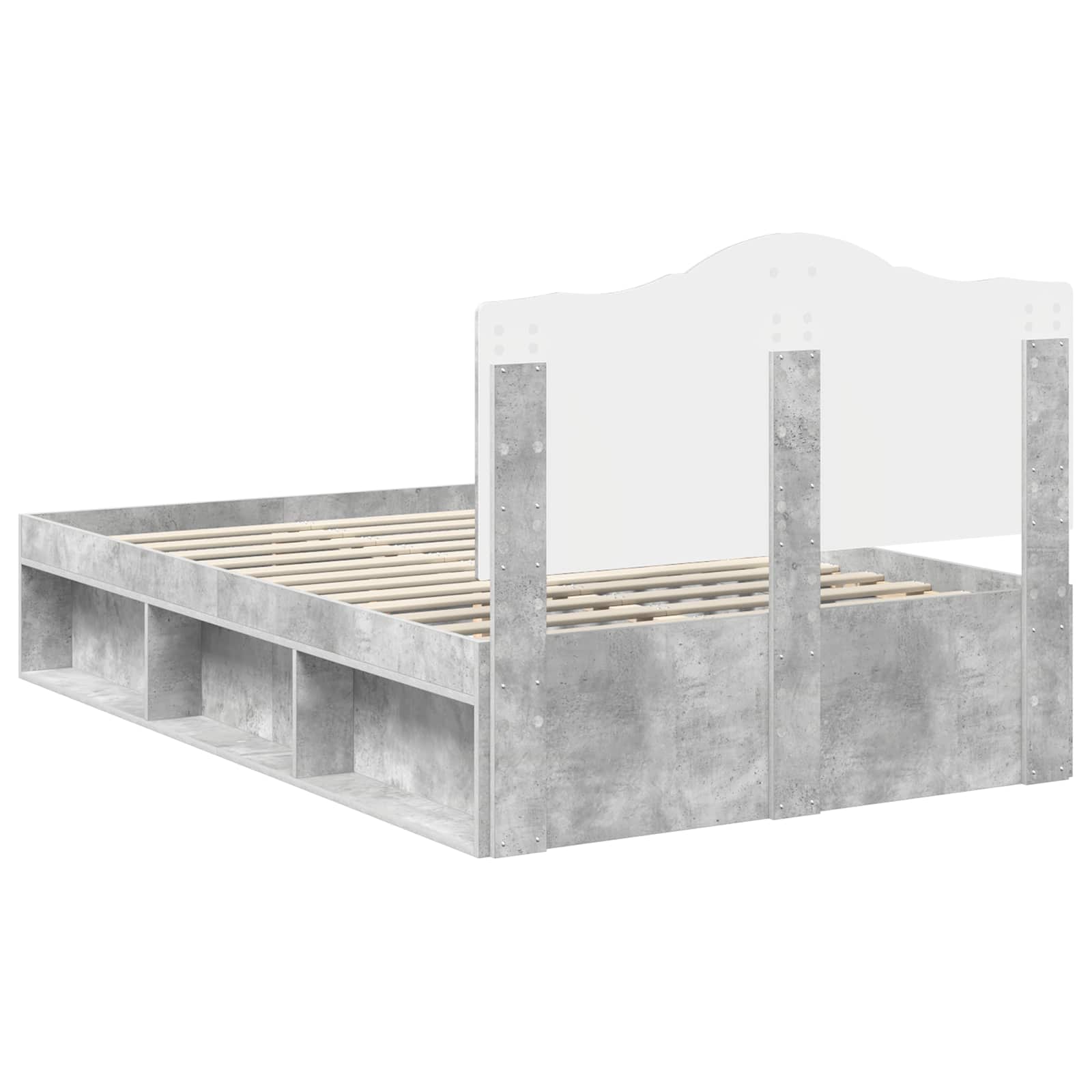 Krevetna konstrukcija Beton 120 x 200 cm Čvrsto borovo drvo