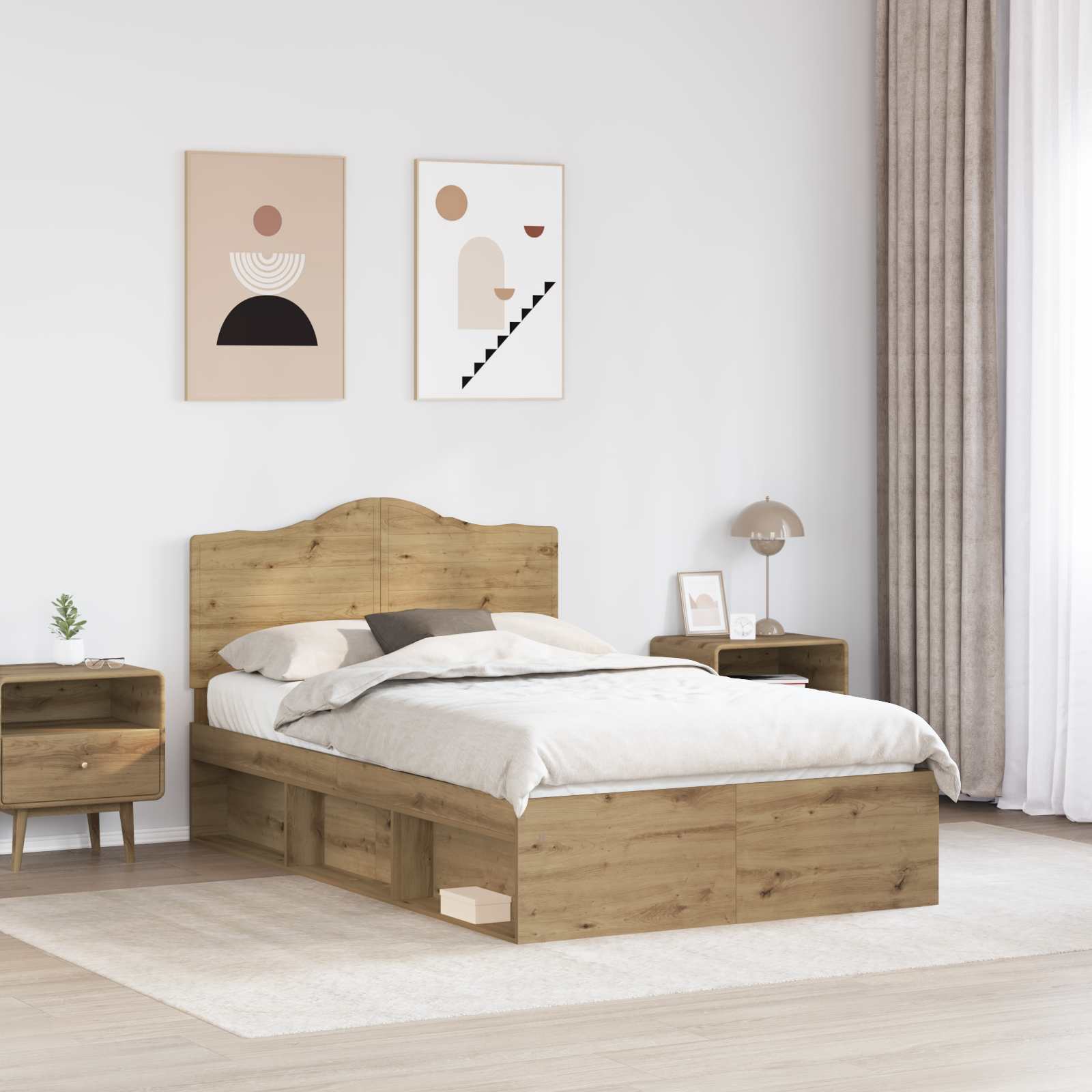 Krevetna konstrukcija Umjetnička hrastovina 120 x 200 cm