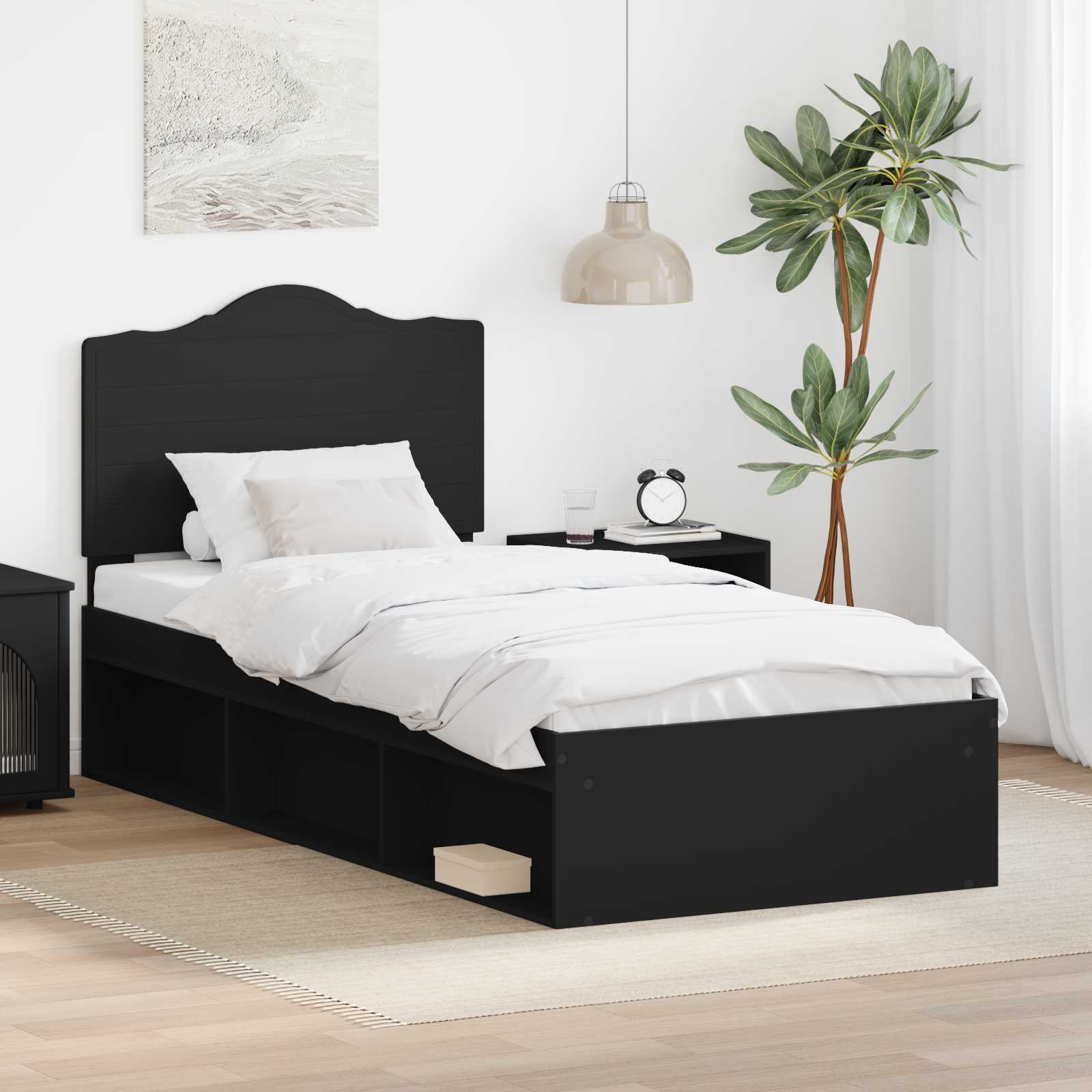 Krevetna konstrukcija Crna 100 x 200 cm Čvrsto borovo drvo