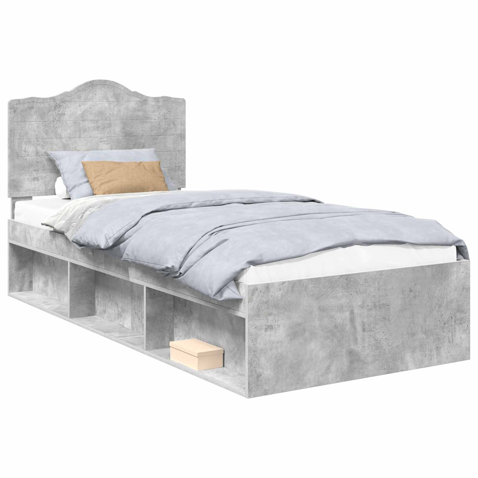 Krevetna konstrukcija s uzglavljem Betonska siva 100 x 200 cm
