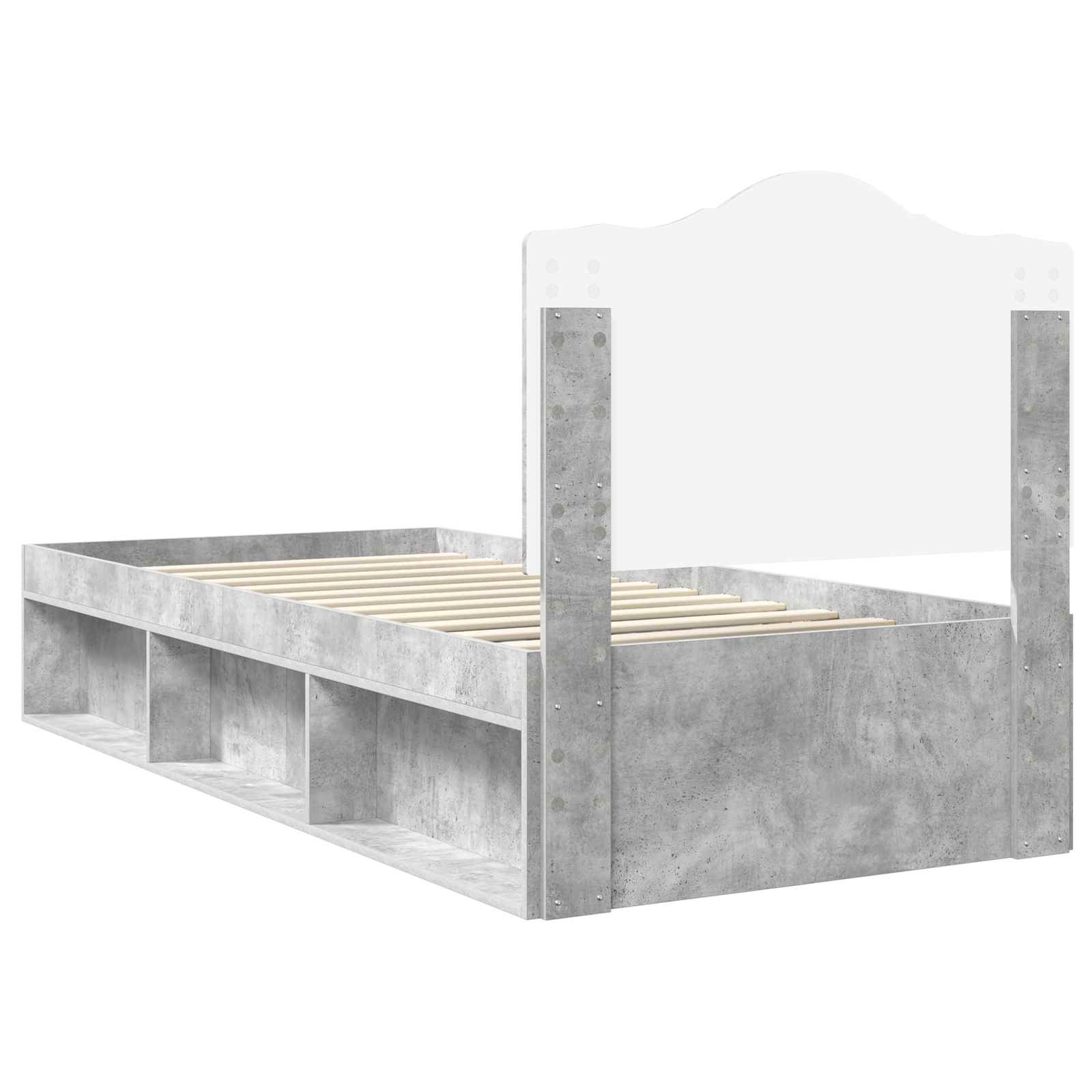 Krevetna konstrukcija Beton 90 x 200 cm Čvrsto borovo drvo