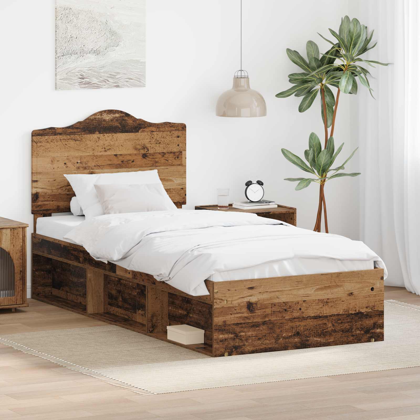 Krevetna konstrukcija Staro drvo 90 x 200 cm Čvrsto borovo drvo