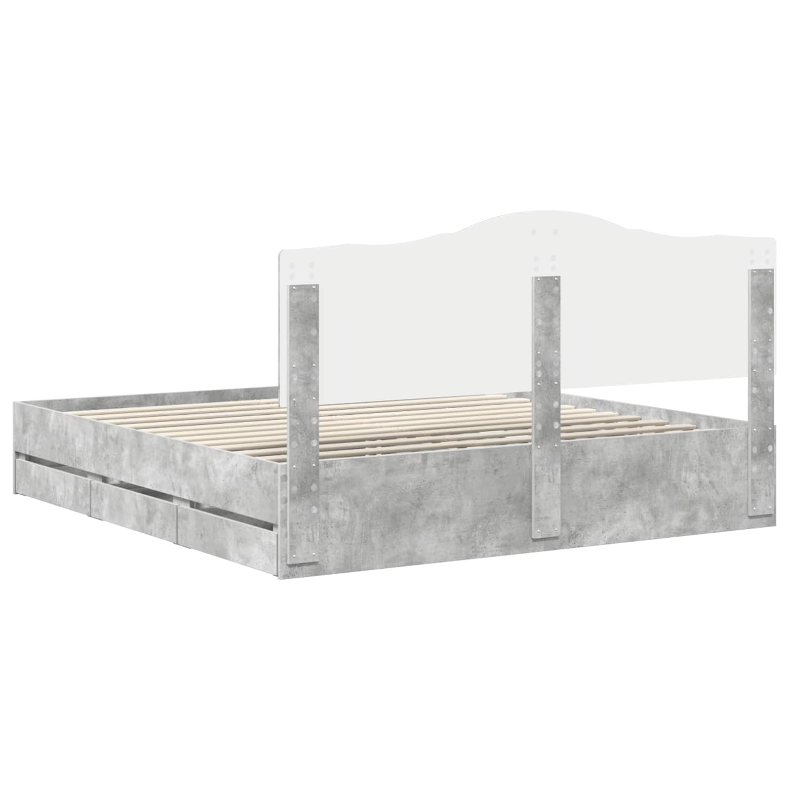 Krevetna konstrukcija s ladicama Betonsko Siva 200 x 200 cm